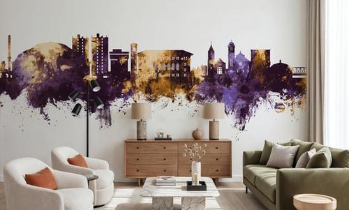 Cedar Falls Iowa Skyline Purple & Gold