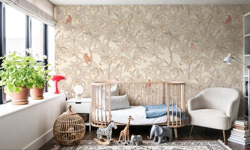 Cherry Tree Birds, Beige