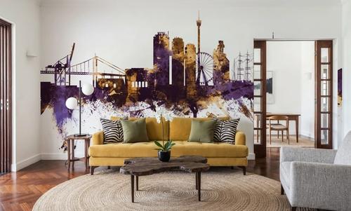 Gothenburg Skyline Purple & Gold