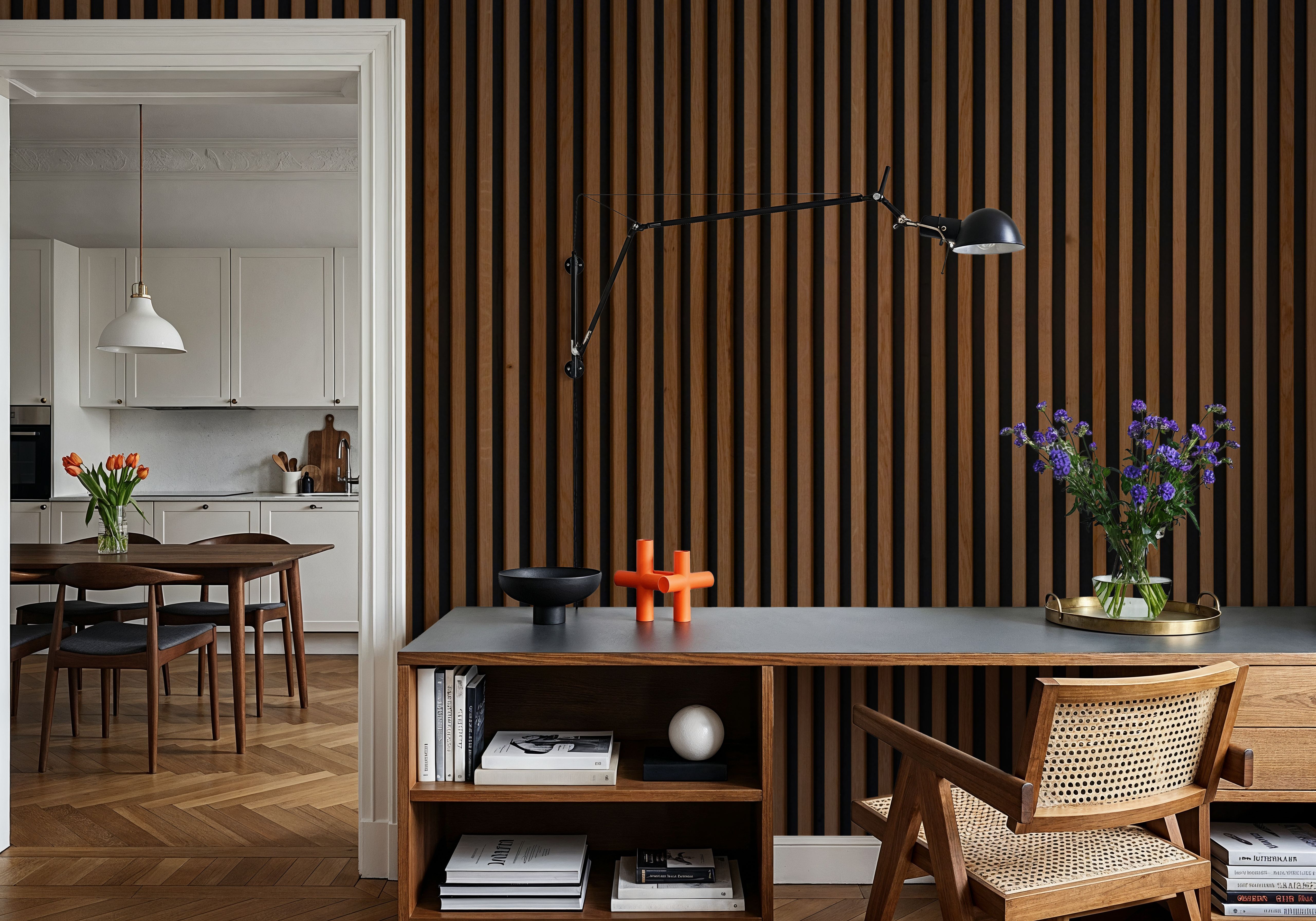 Faux Slatted Wood Panel