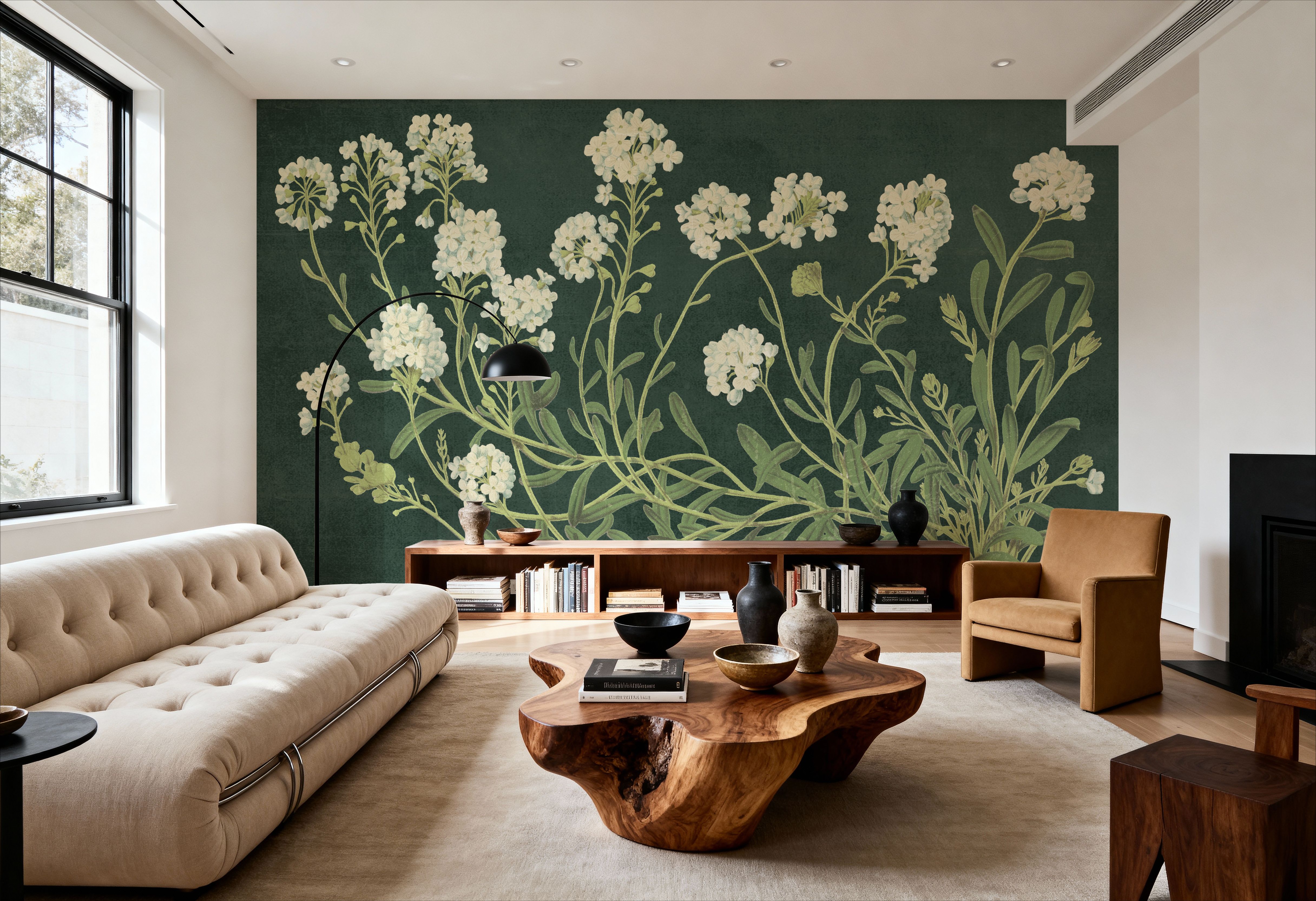 Vintage Flowers on Green