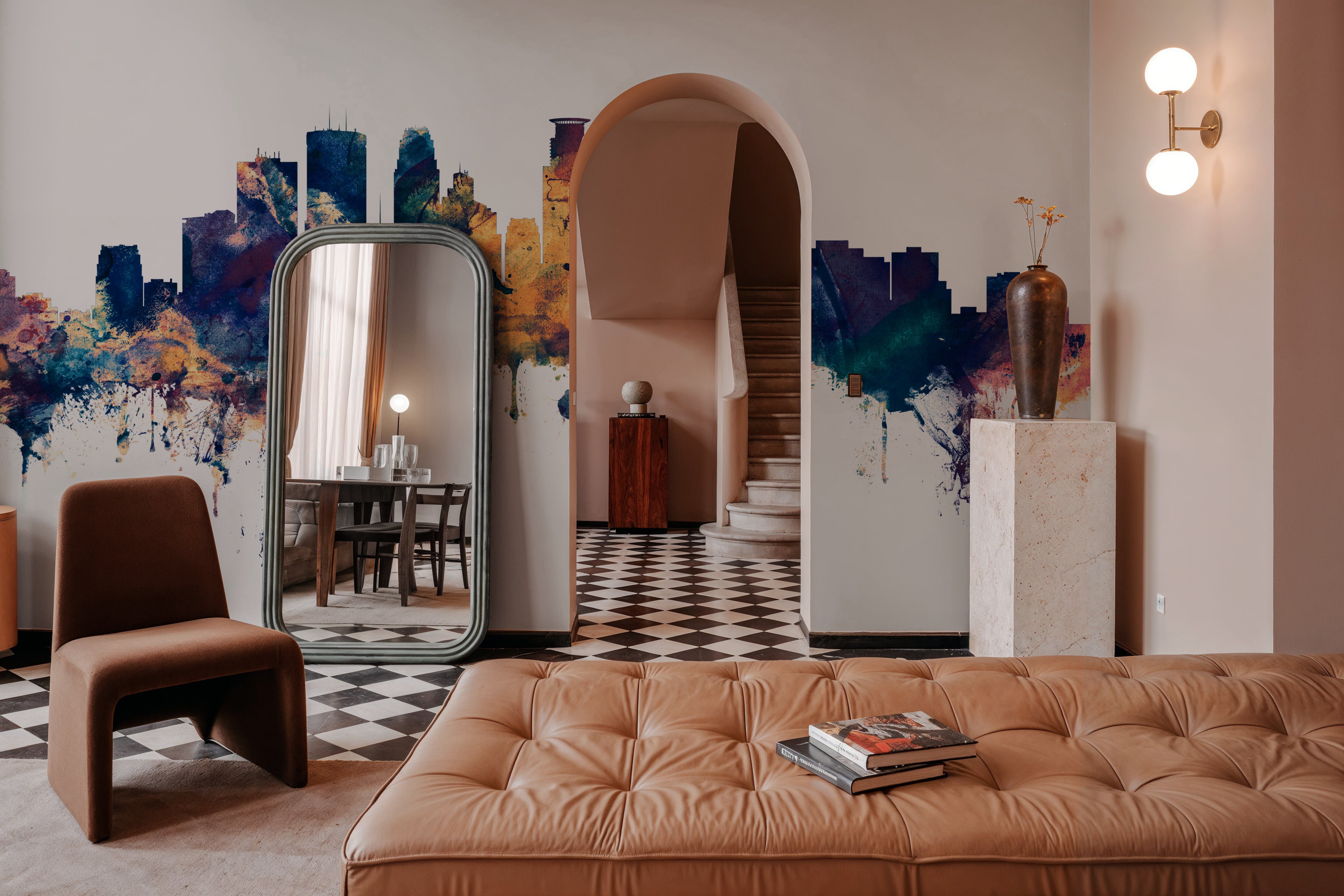 Minneapolis Minnesota Skyline Blue & Bronze