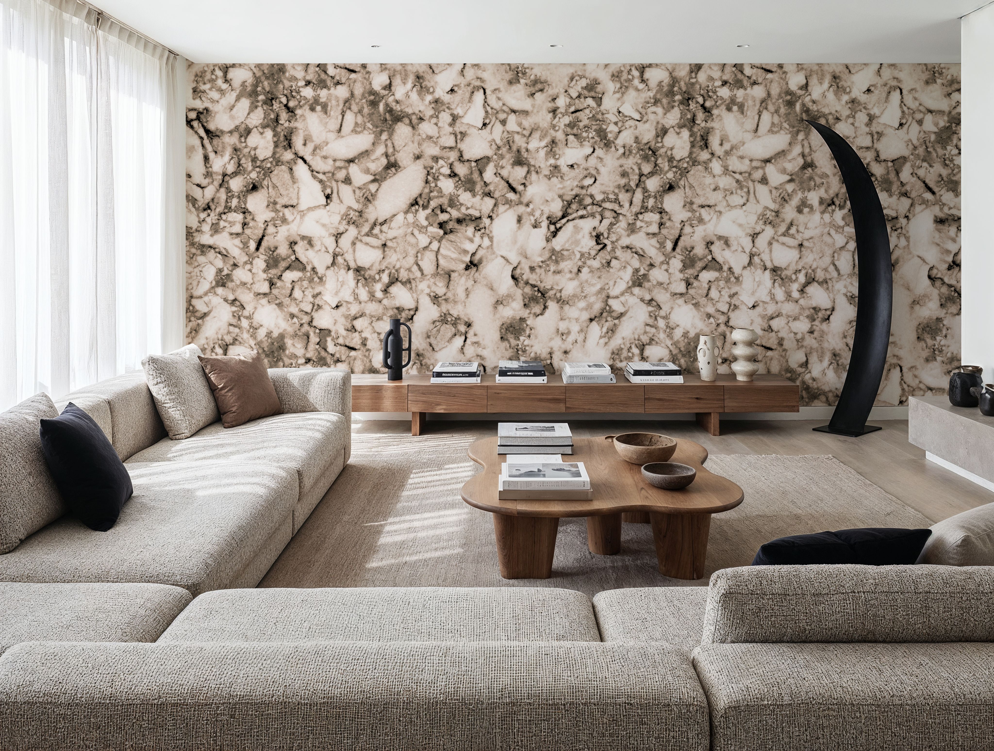 Statement Marble, Beige, Wallpaper