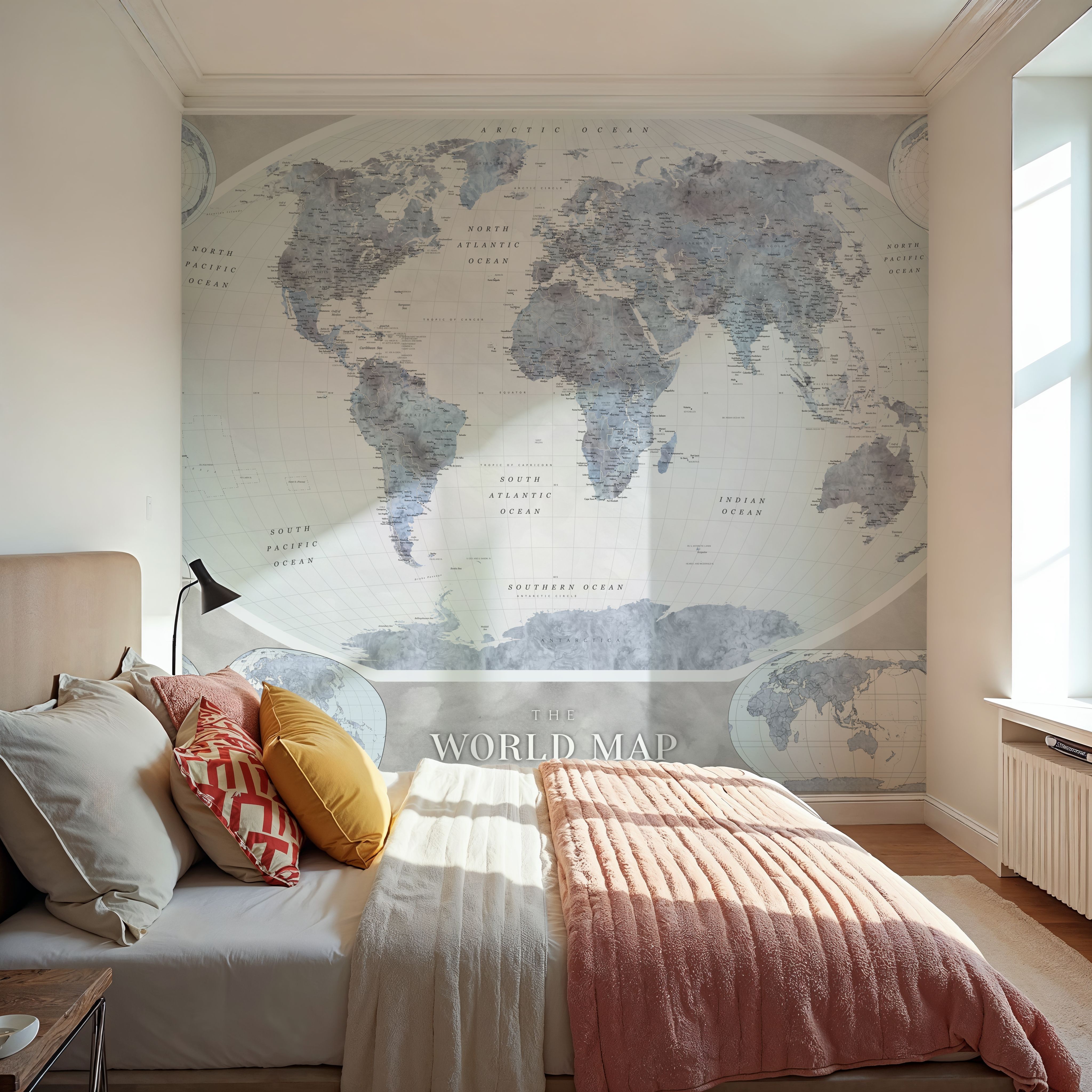 World Map Atlas Blue