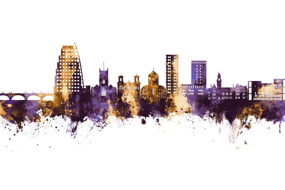 Kingston upon Thames England Skyline Purple & Gold