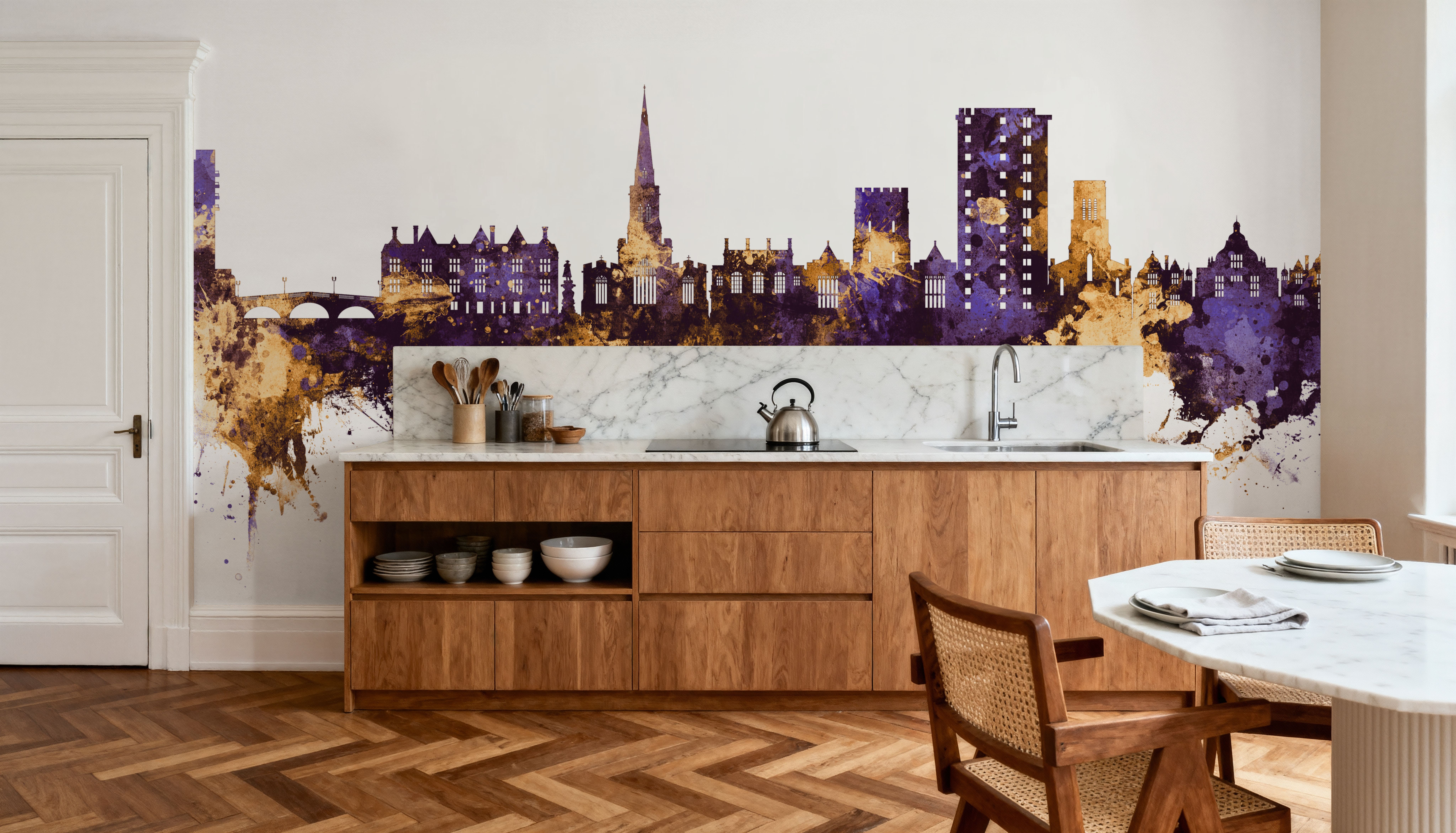 Bedford England Skyline Purple & Gold