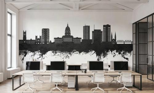 Topeka Wyoming Skyline Black & White