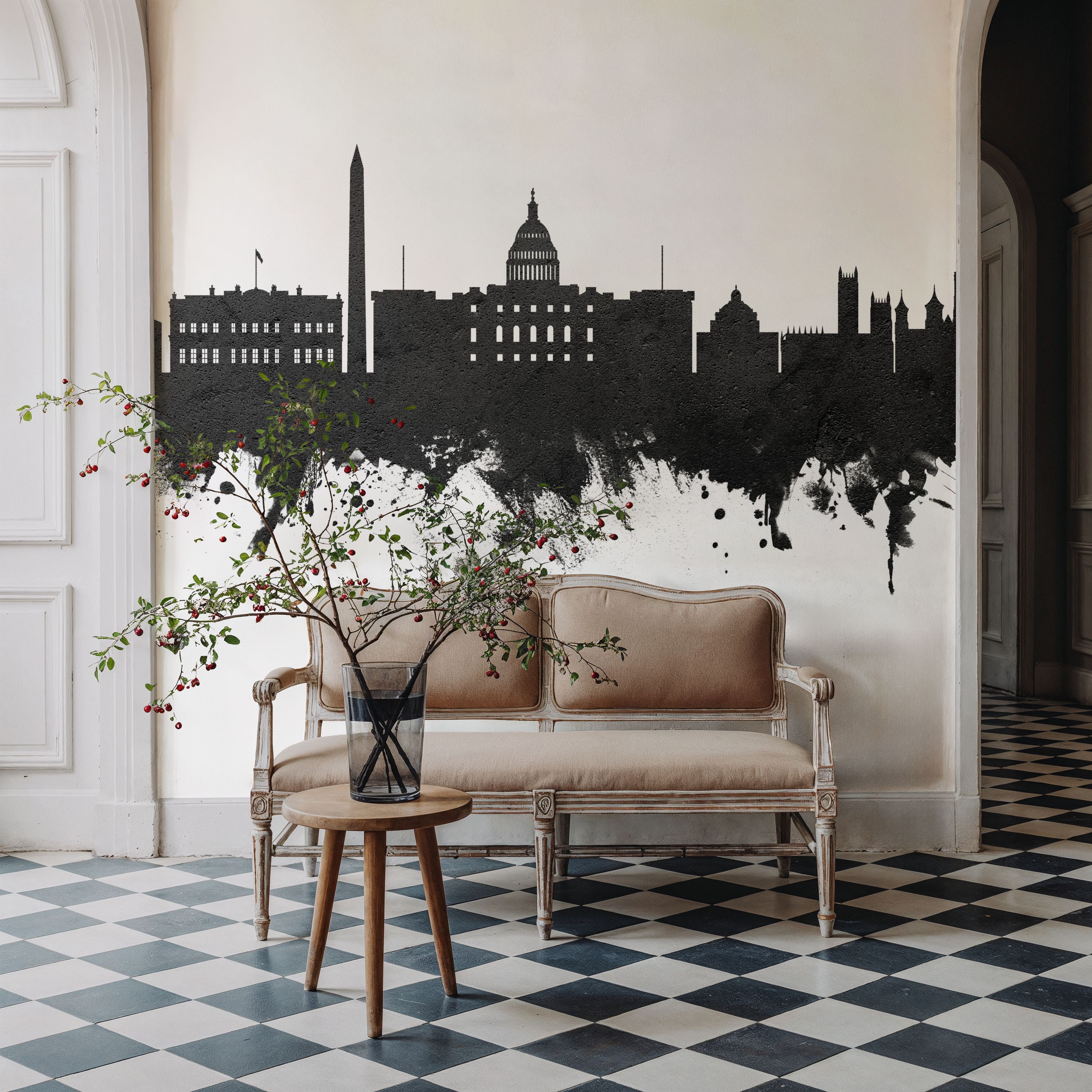 Washington DC Skyline Black & White
