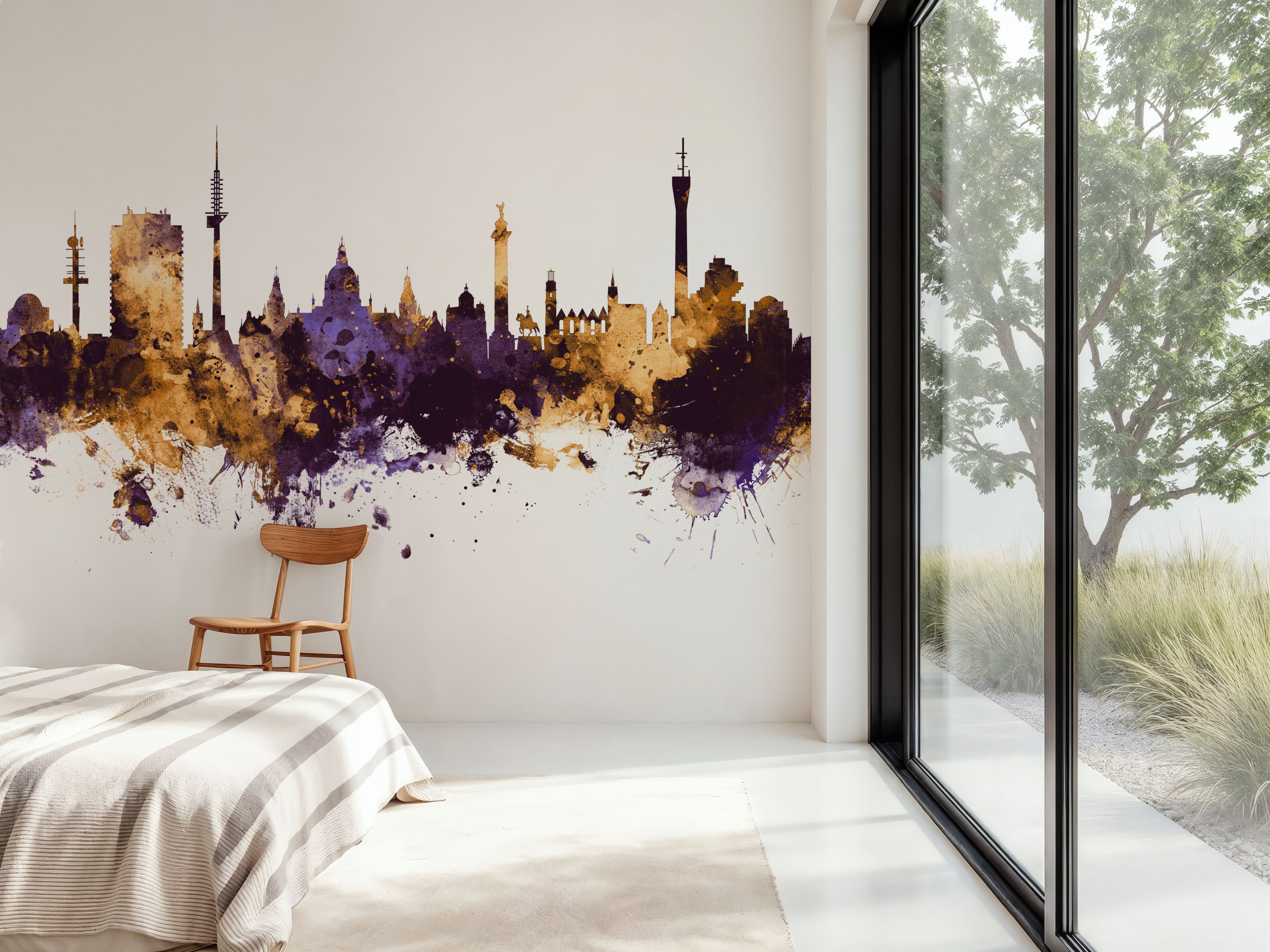 Hannover Germany Skyline Purple & Gold