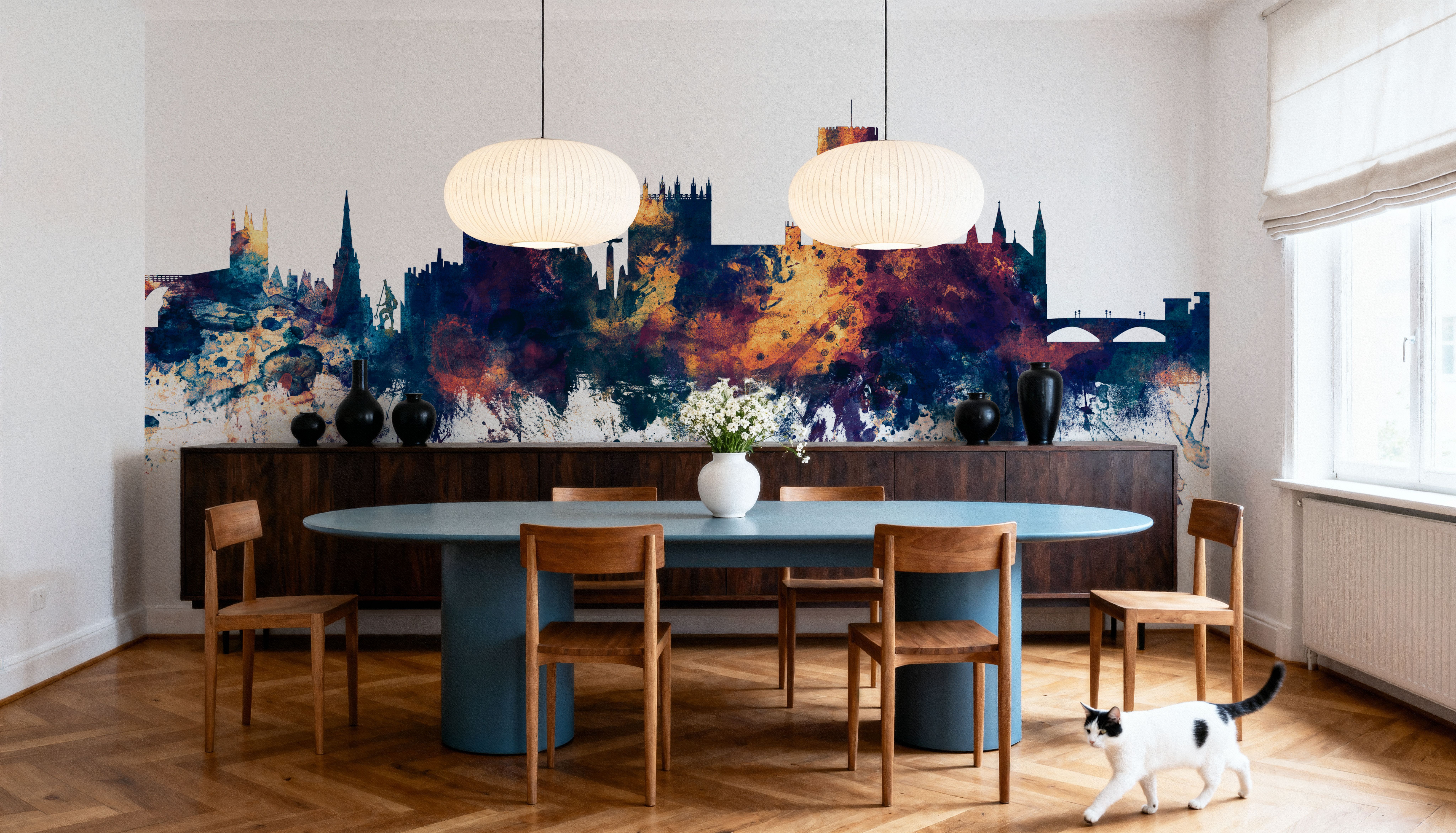 Durham England Skyline Blue & Bronze