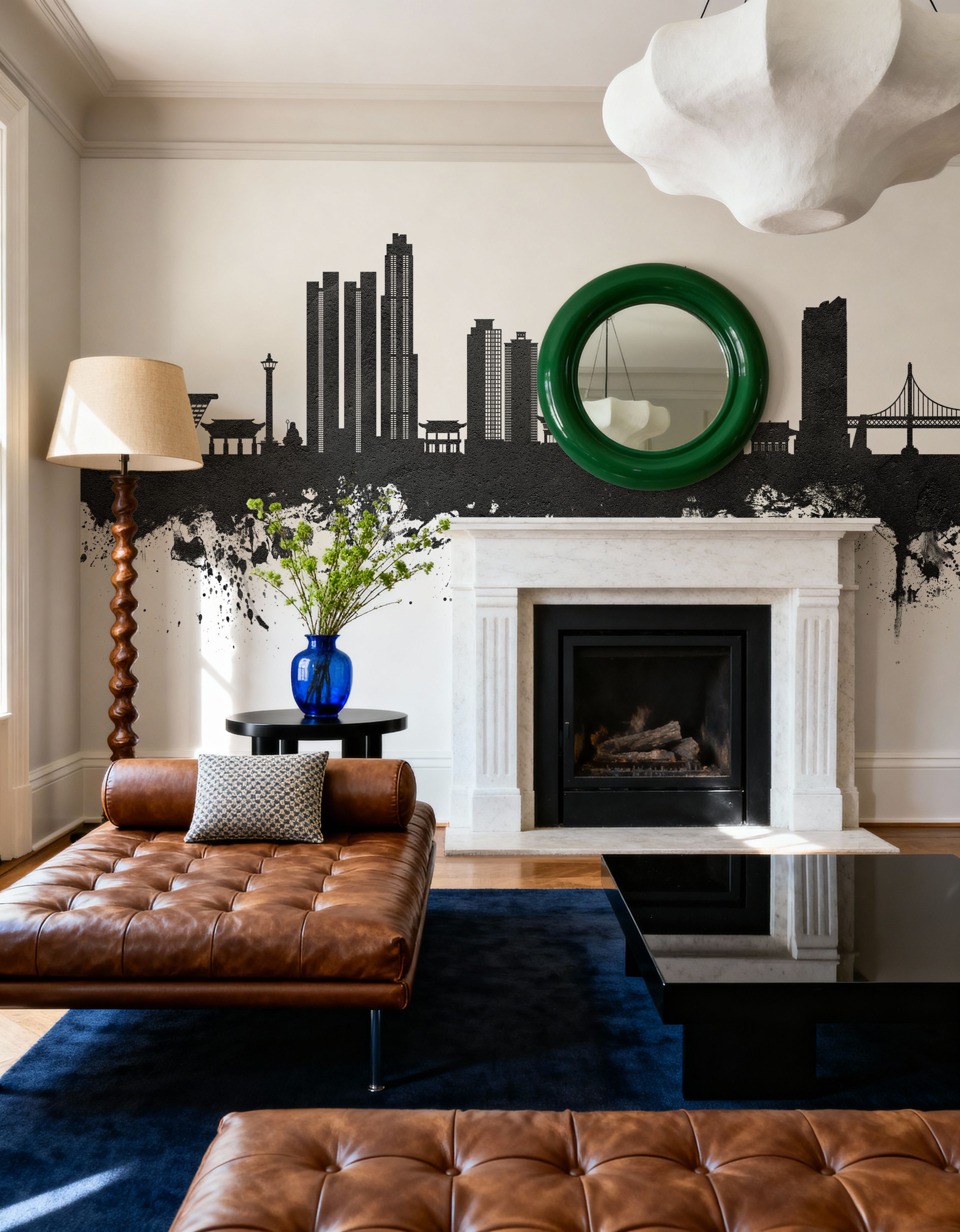 Busan South Korea Skyline Black & White