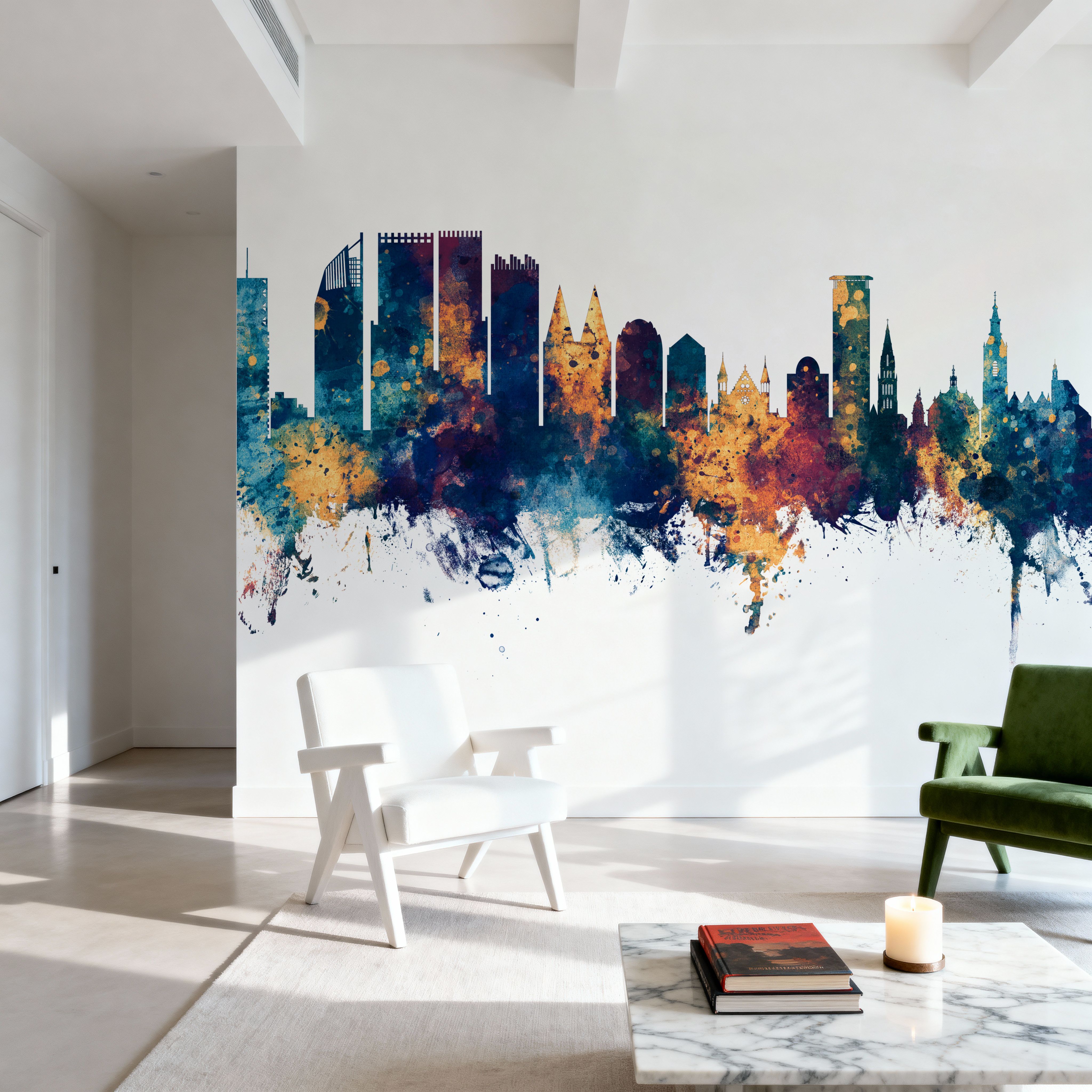 The Hauge Netherlands Skyline Blue & Bronze