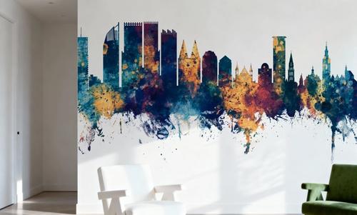 The Hauge Netherlands Skyline Blue & Bronze