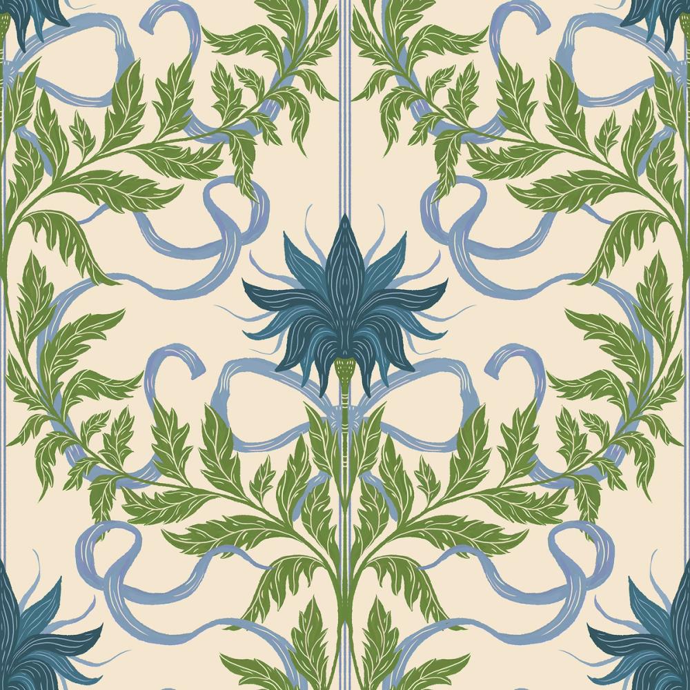 Floral Damask & Bows, Blues
