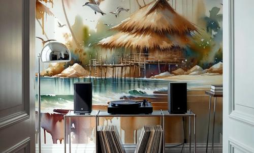 Island Serenity in Abstract Watercolor