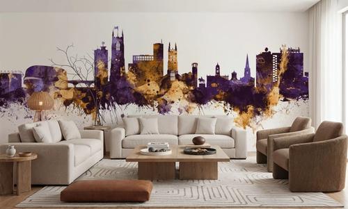 Derby England Skyline Purple & Gold