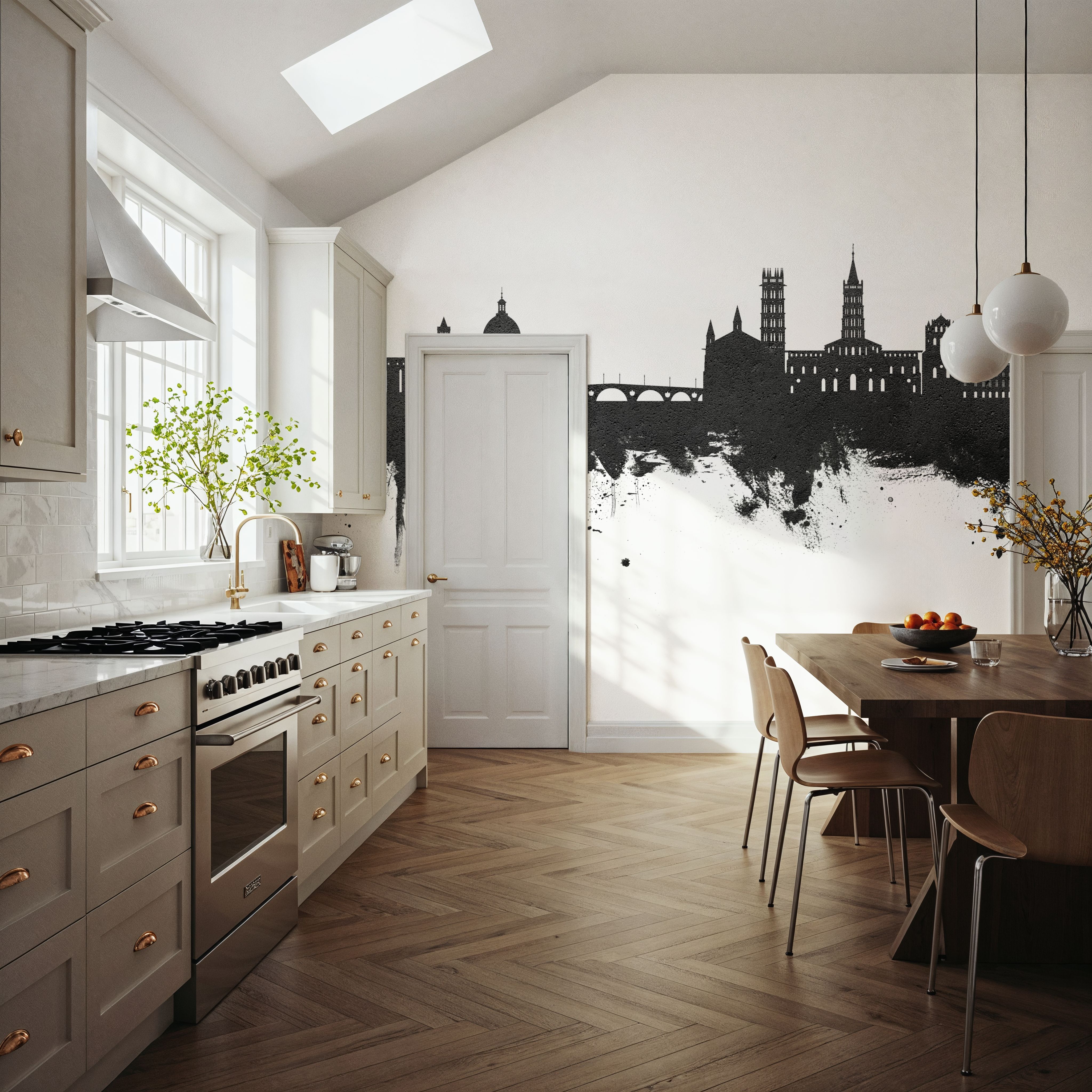 Toulouse France Skyline Black & White