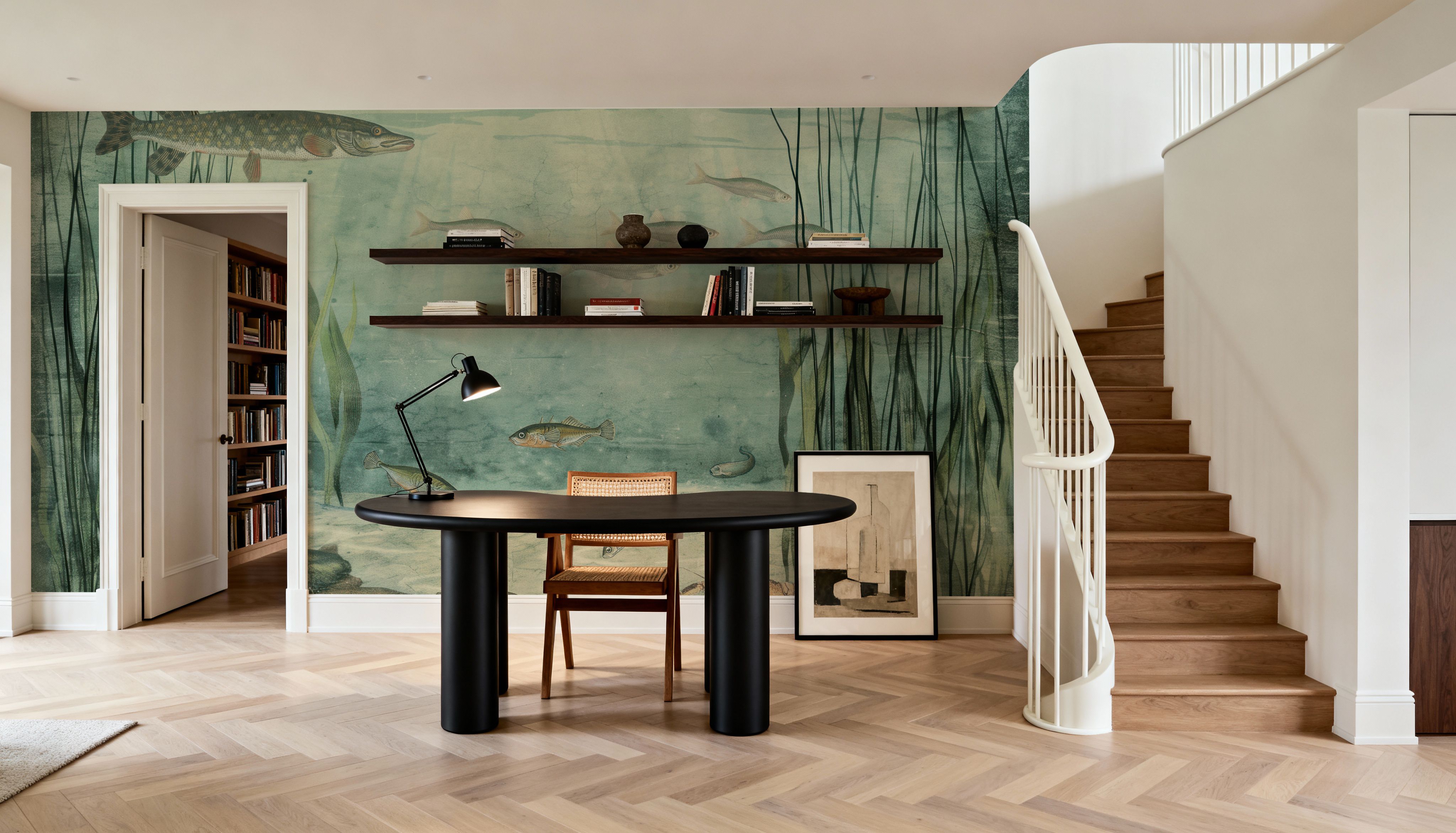 Lake Underwater Life with Pike, Light, Tapeten