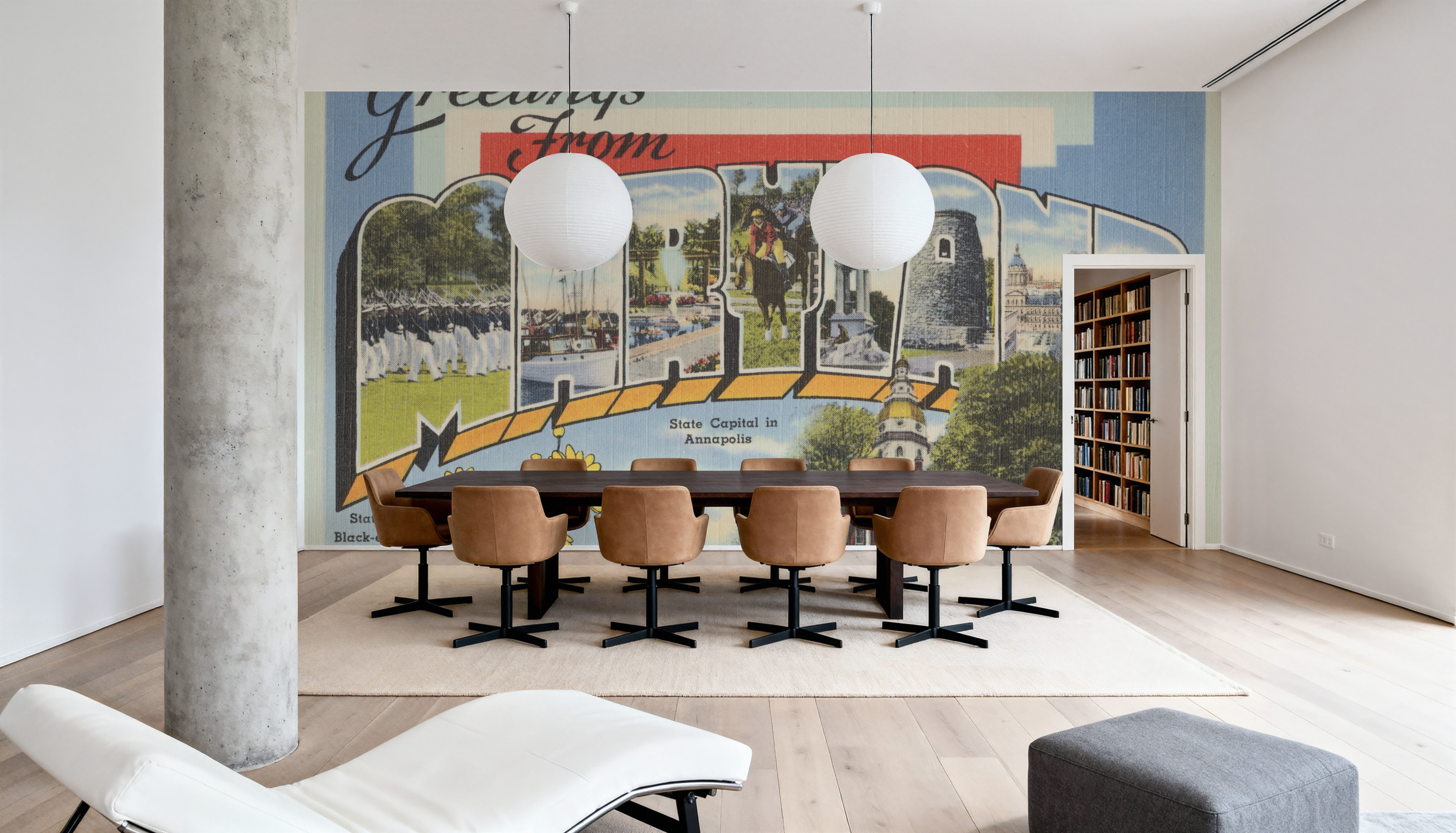 Greetings from Maryland - Screenprint Postcard, Wallpaper