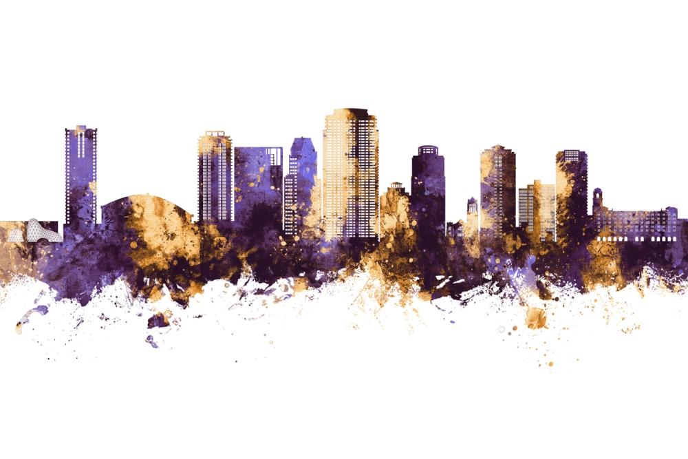 St Petersburg Florida Skyline Purple & Gold