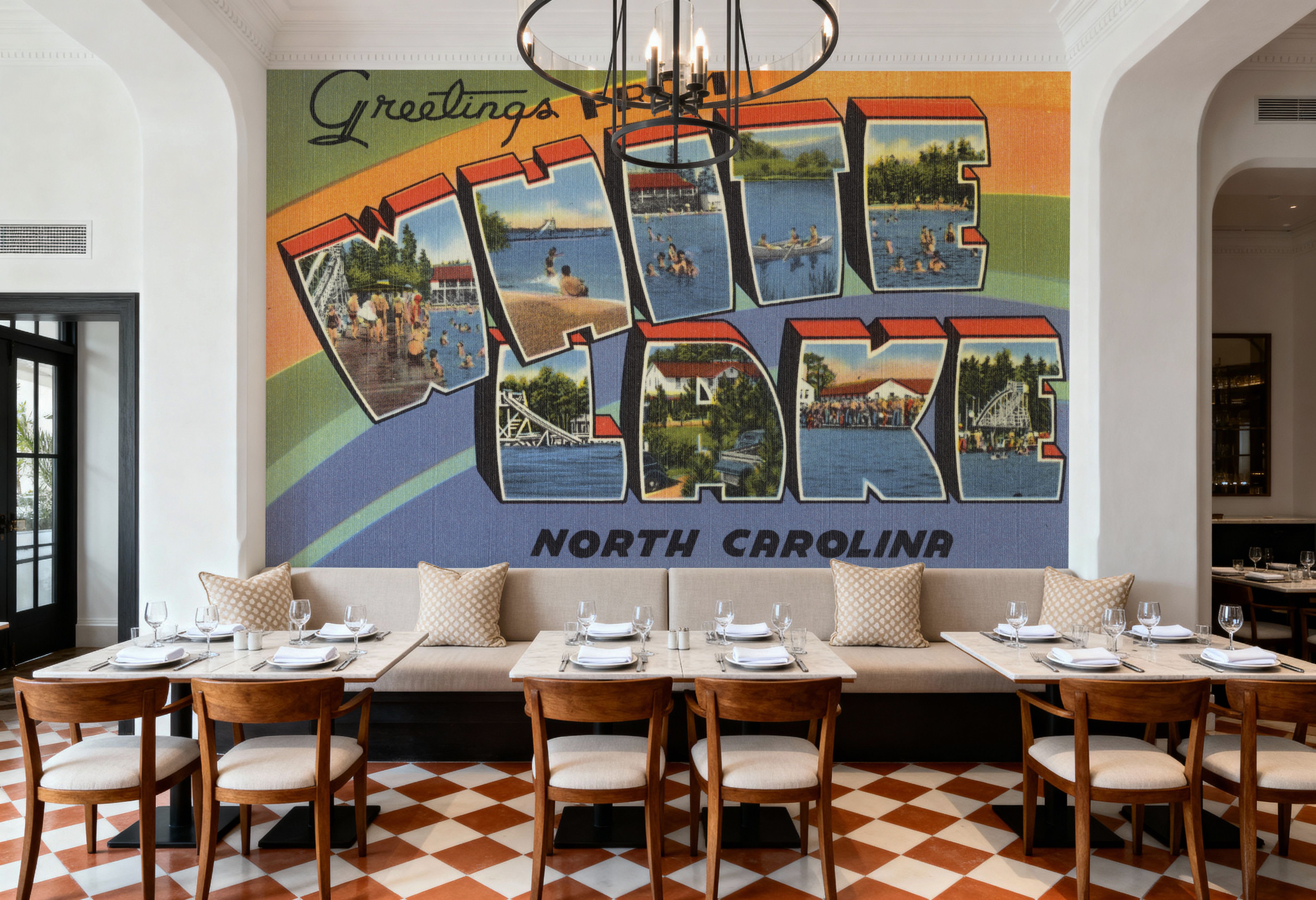 Greetings from White Lake - Screenprint Postcard, Wallpaper