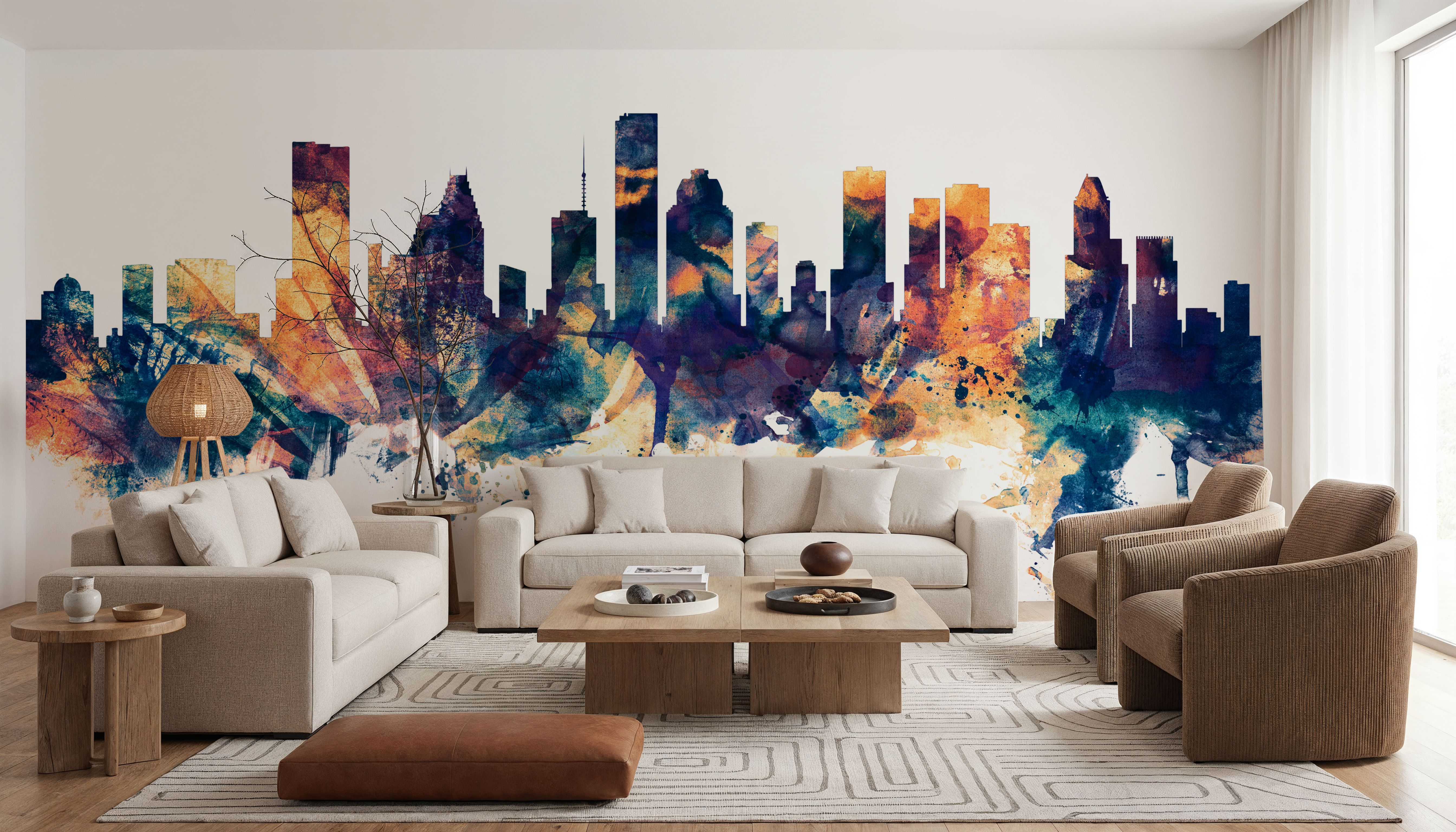 Houston Skyline Blue & Bronze
