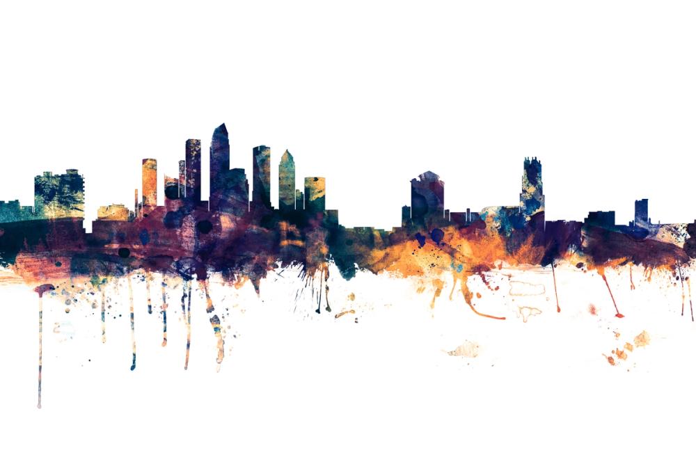 Tampa Florida Skyline Blue & Bronze