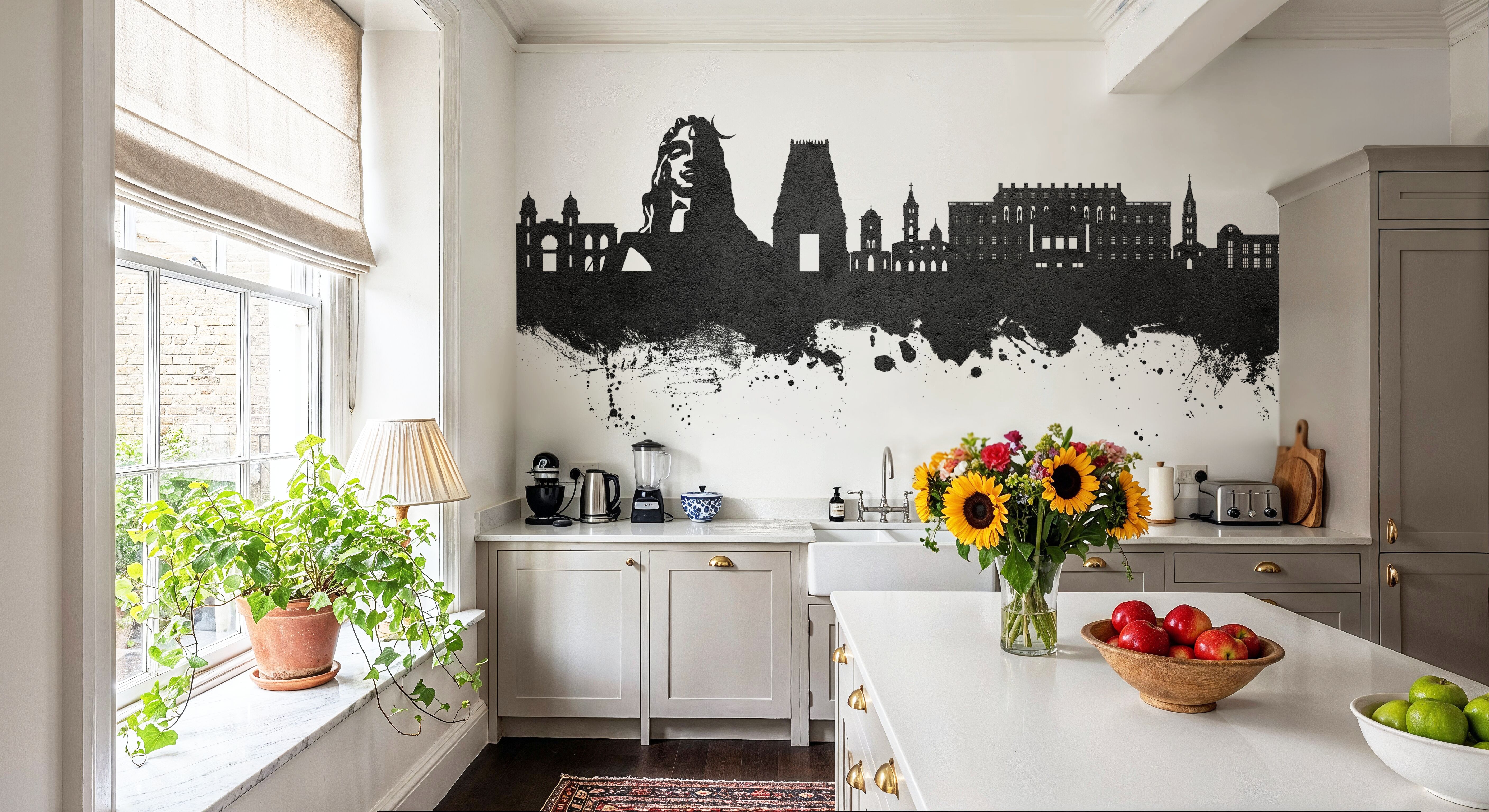 Coimbatore India Skyline Black & White