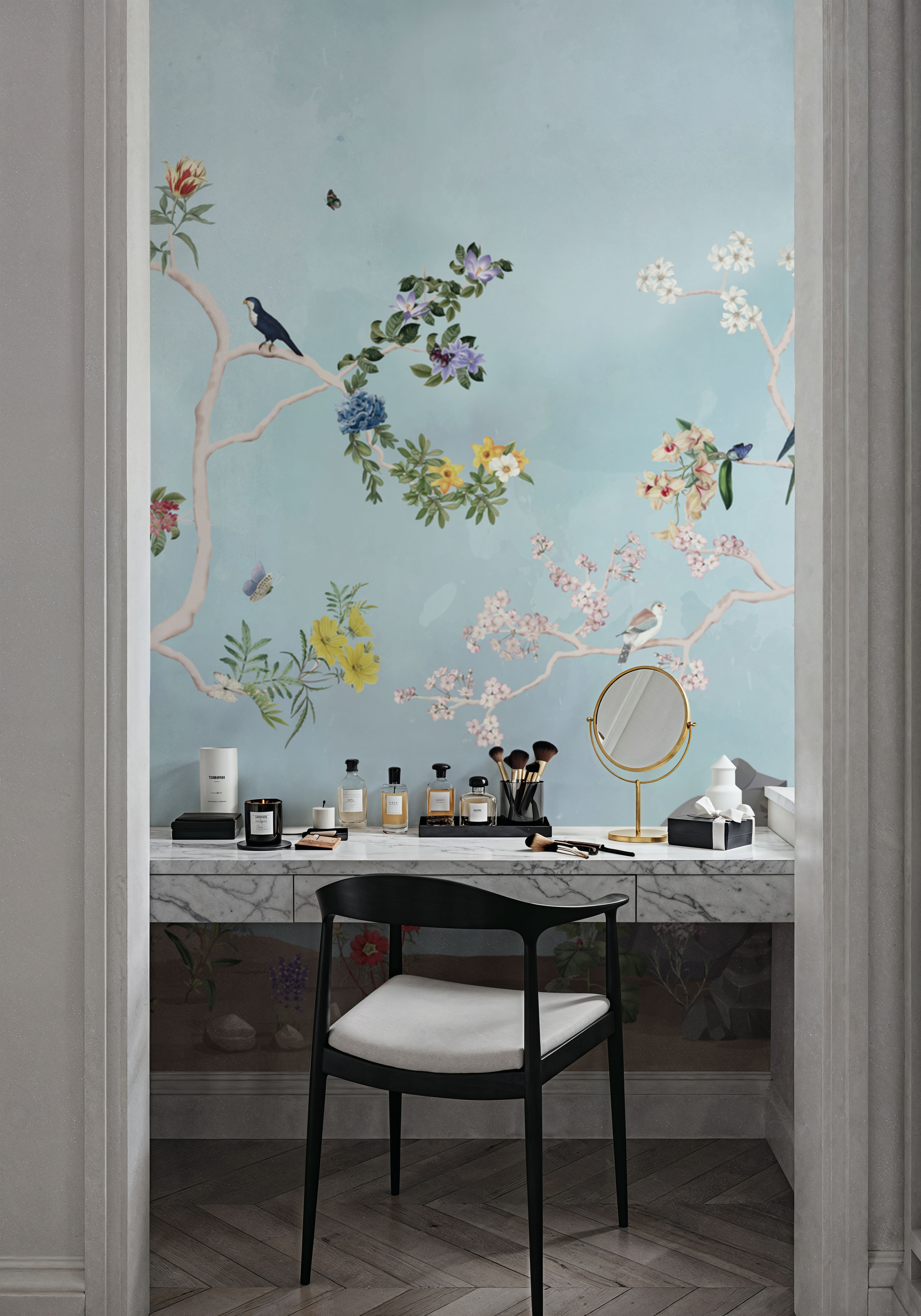 Birds in the Garden Blue