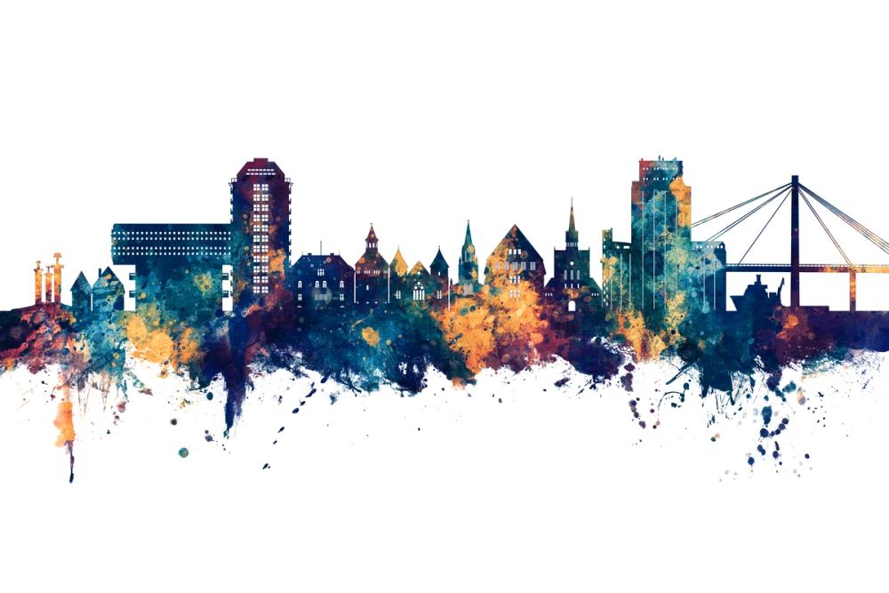 Stavanger Norway Skyline Blue & Bronze