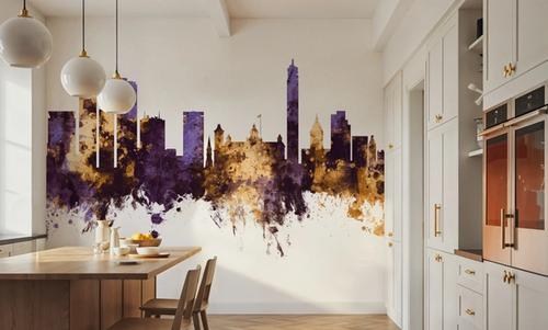 Birmingham England Skyline Purple & Gold