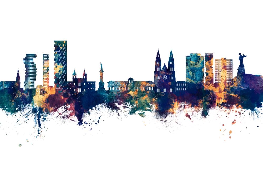 Quito Ecuador Skyline Blue & Bronze