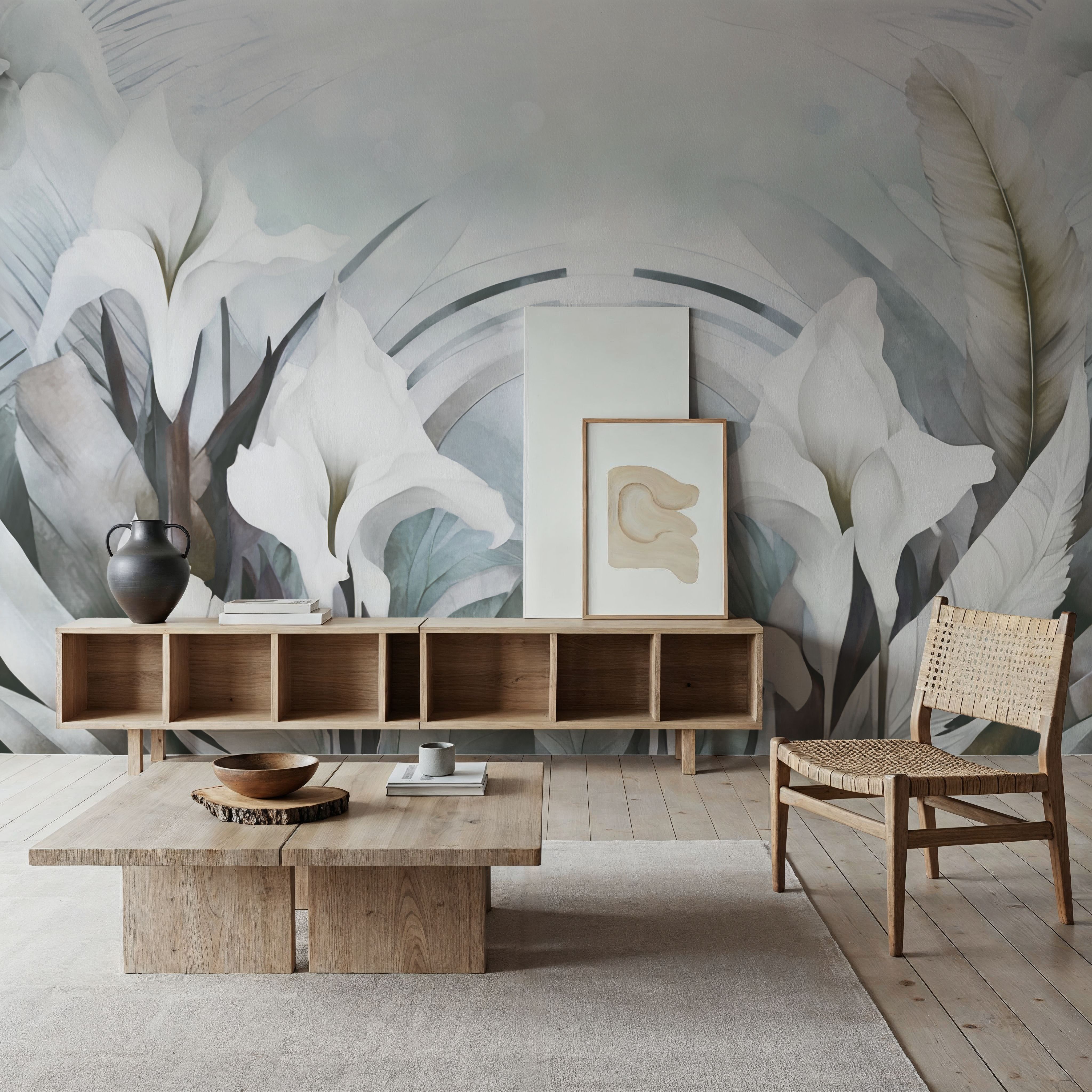 Irises and Feathers Mixed Blue