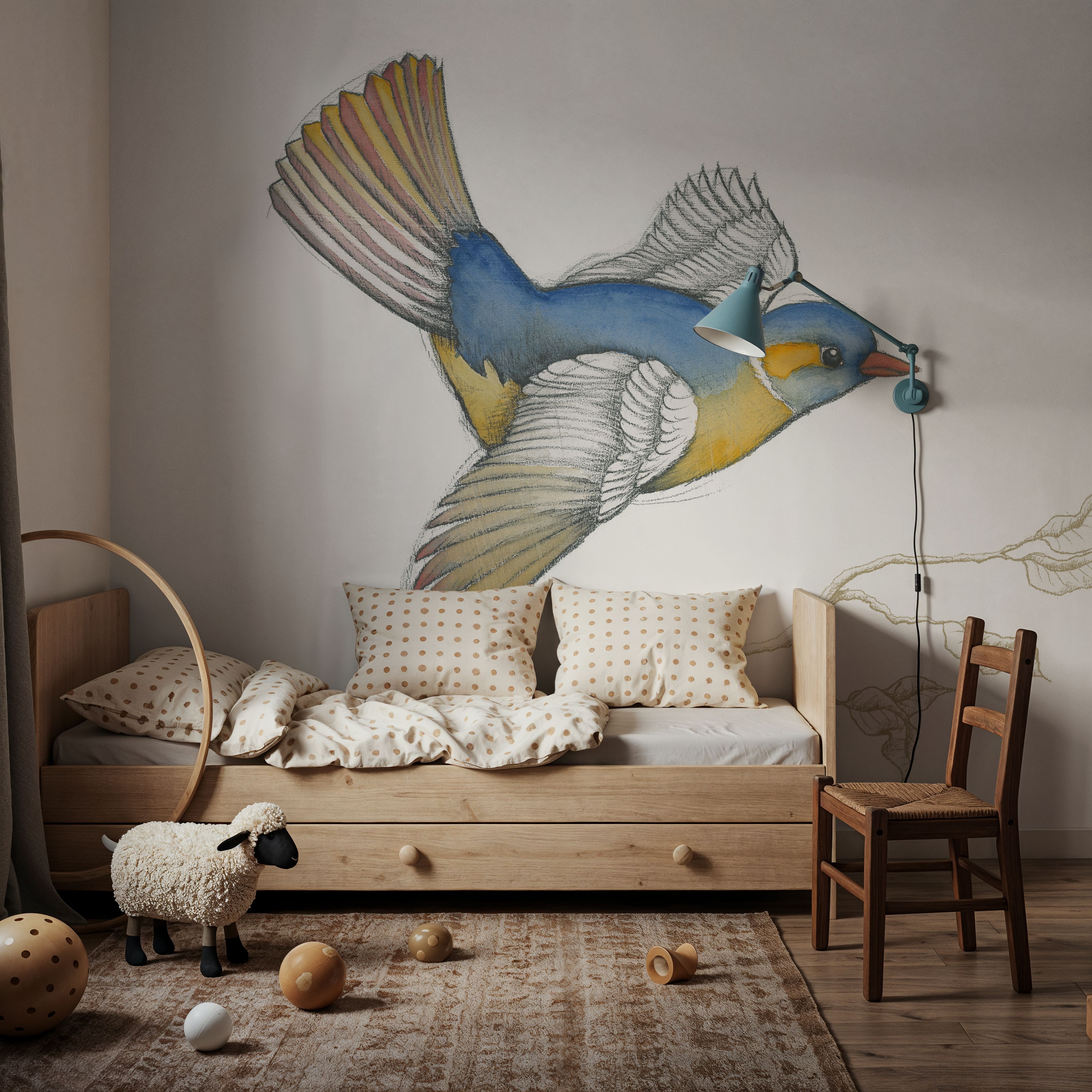 Arts and Crafts Birds III on White
