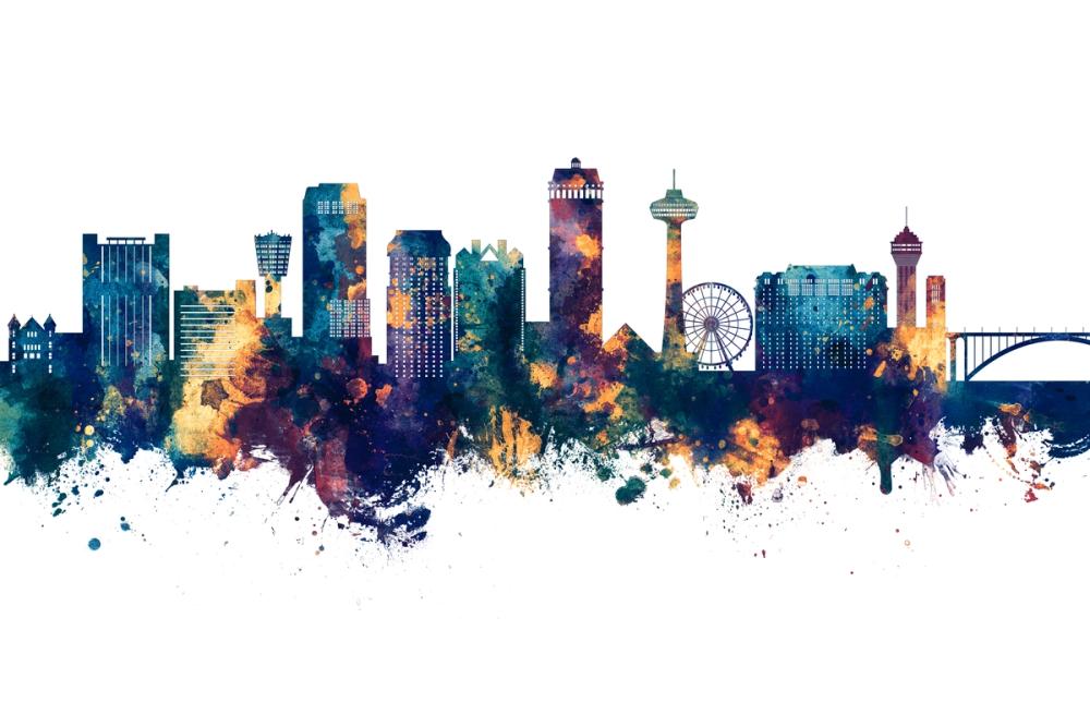 Niagara Falls Skyline Blue & Bronze