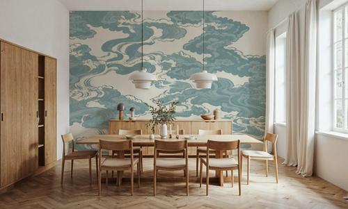 Ukiyo-e Clouds, Soft Teal