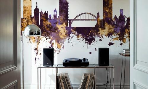 Sunderland England Skyline Purple & Gold