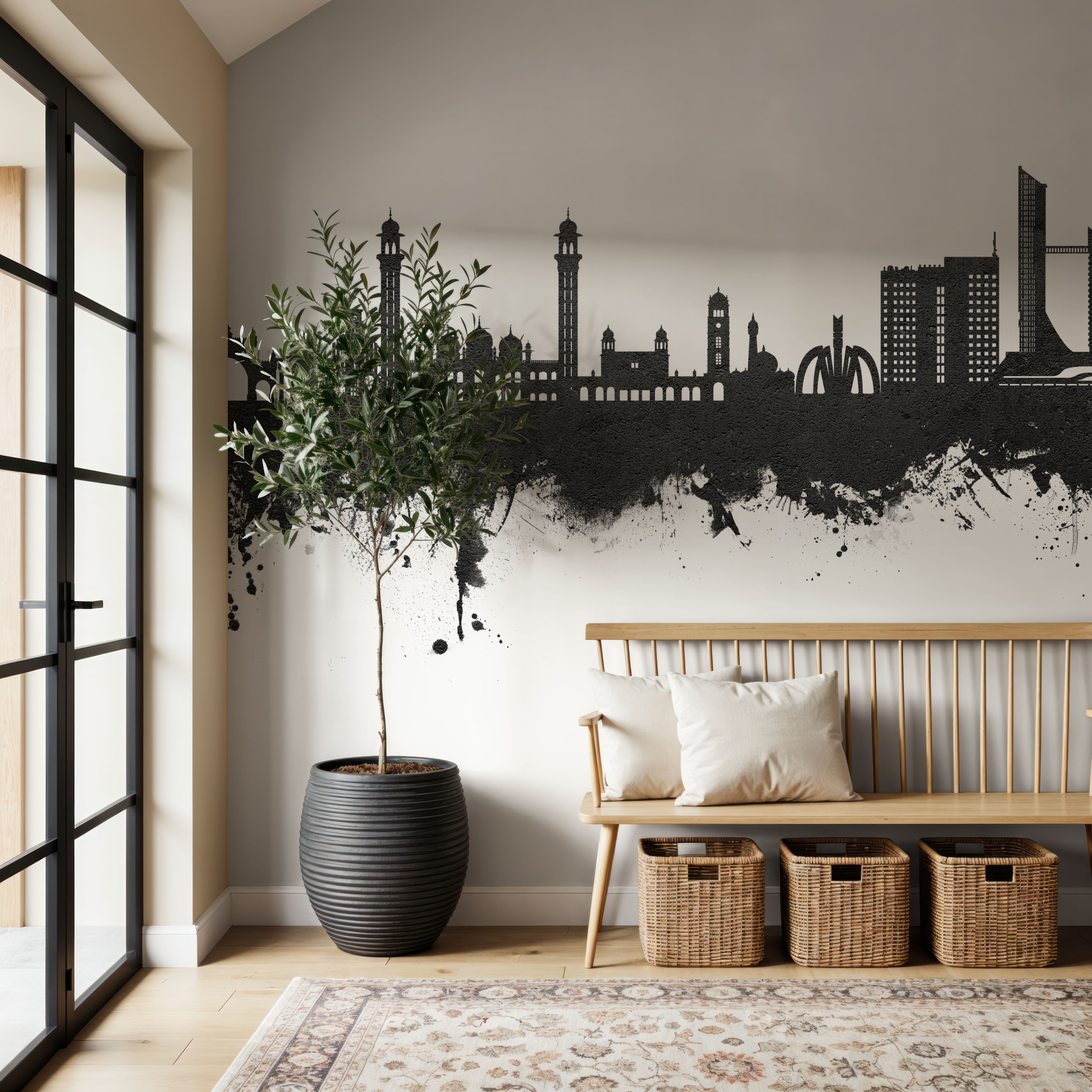 Faislabad Pakistan Skyline Black & White