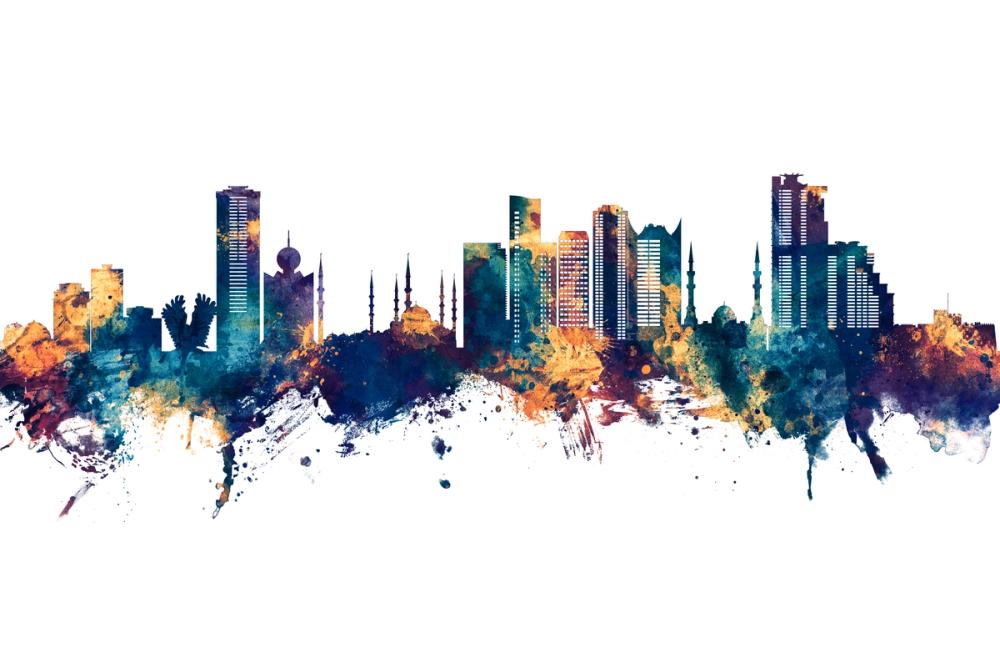 Fujairah Skyline Blue & Bronze