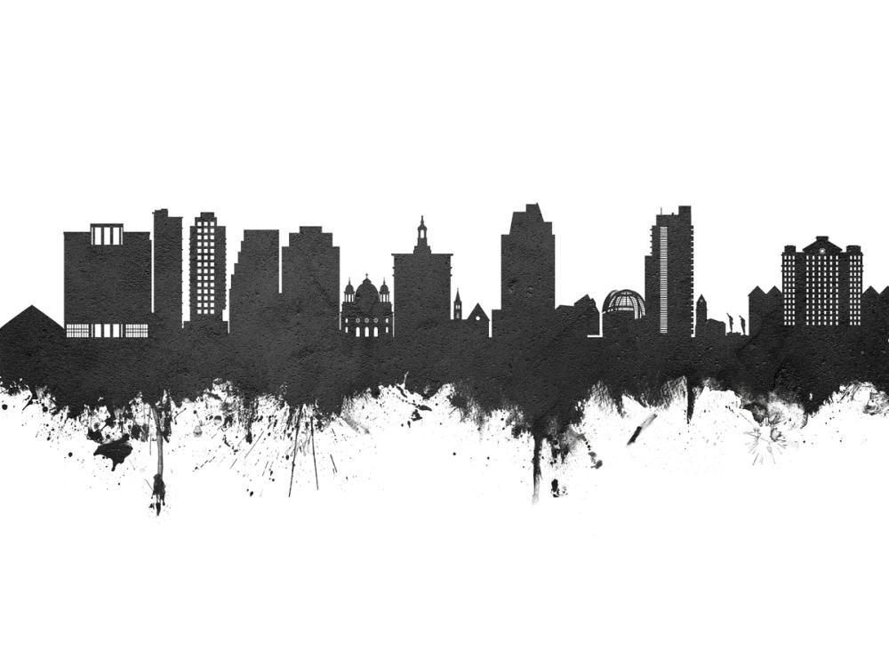 San Jose California Skyline Black & White
