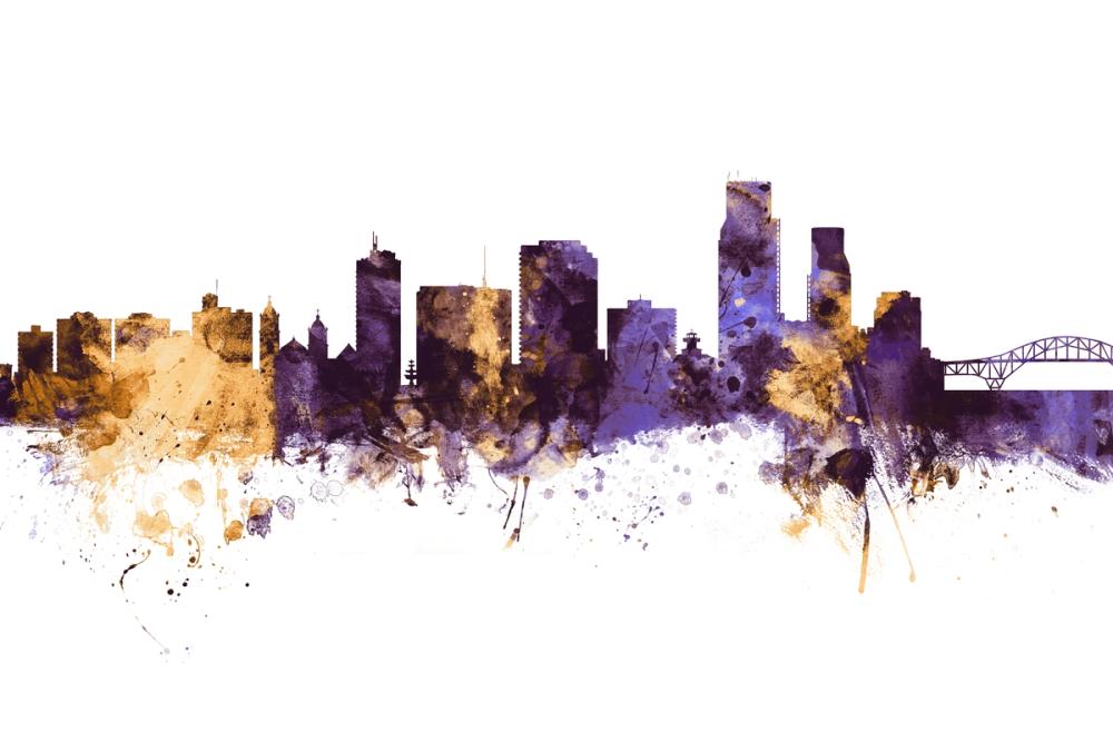 Corpus Christi Texas Skyline Purple & Gold