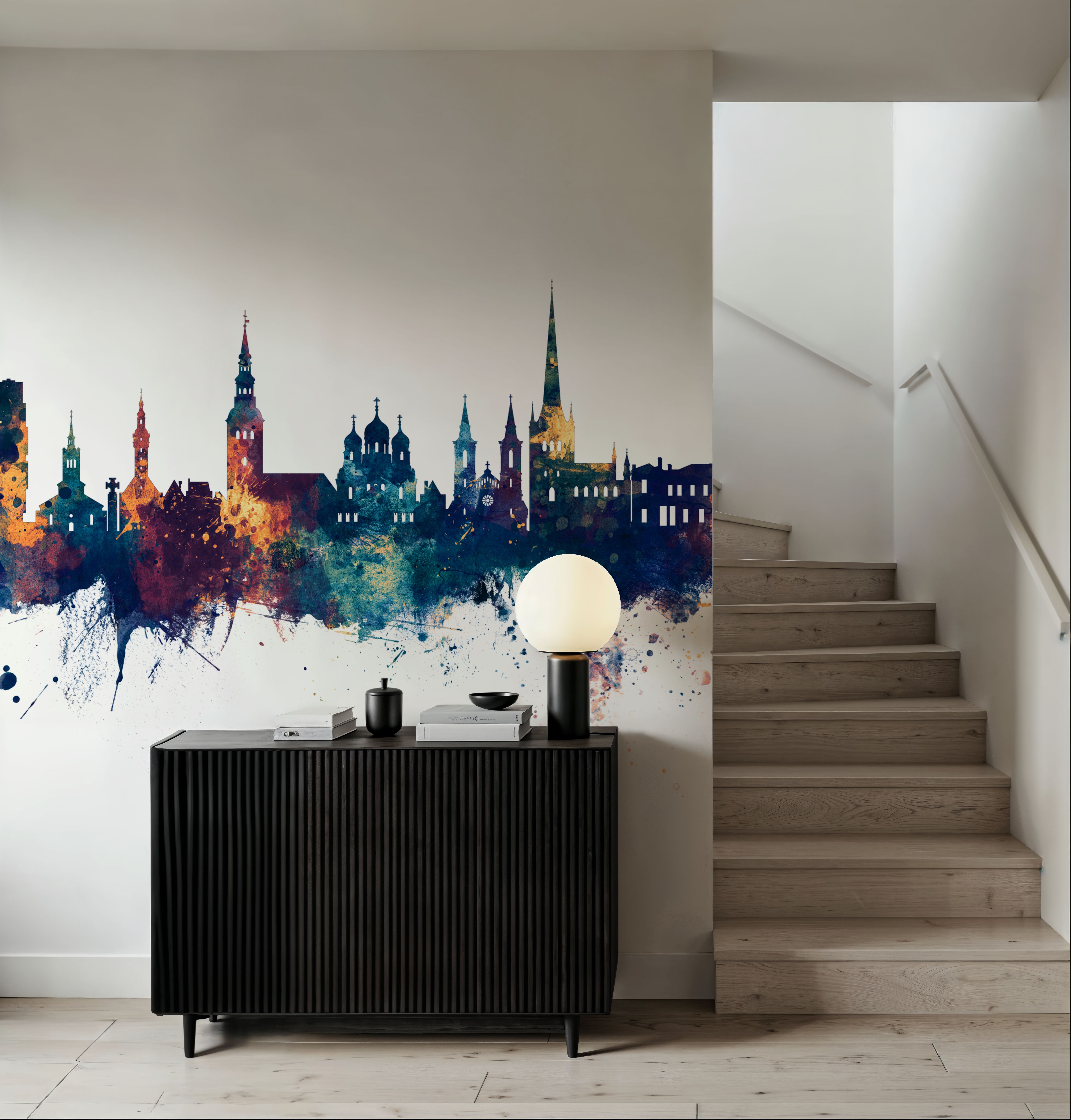 Tallinn Estonia Skyline Blue & Bronze