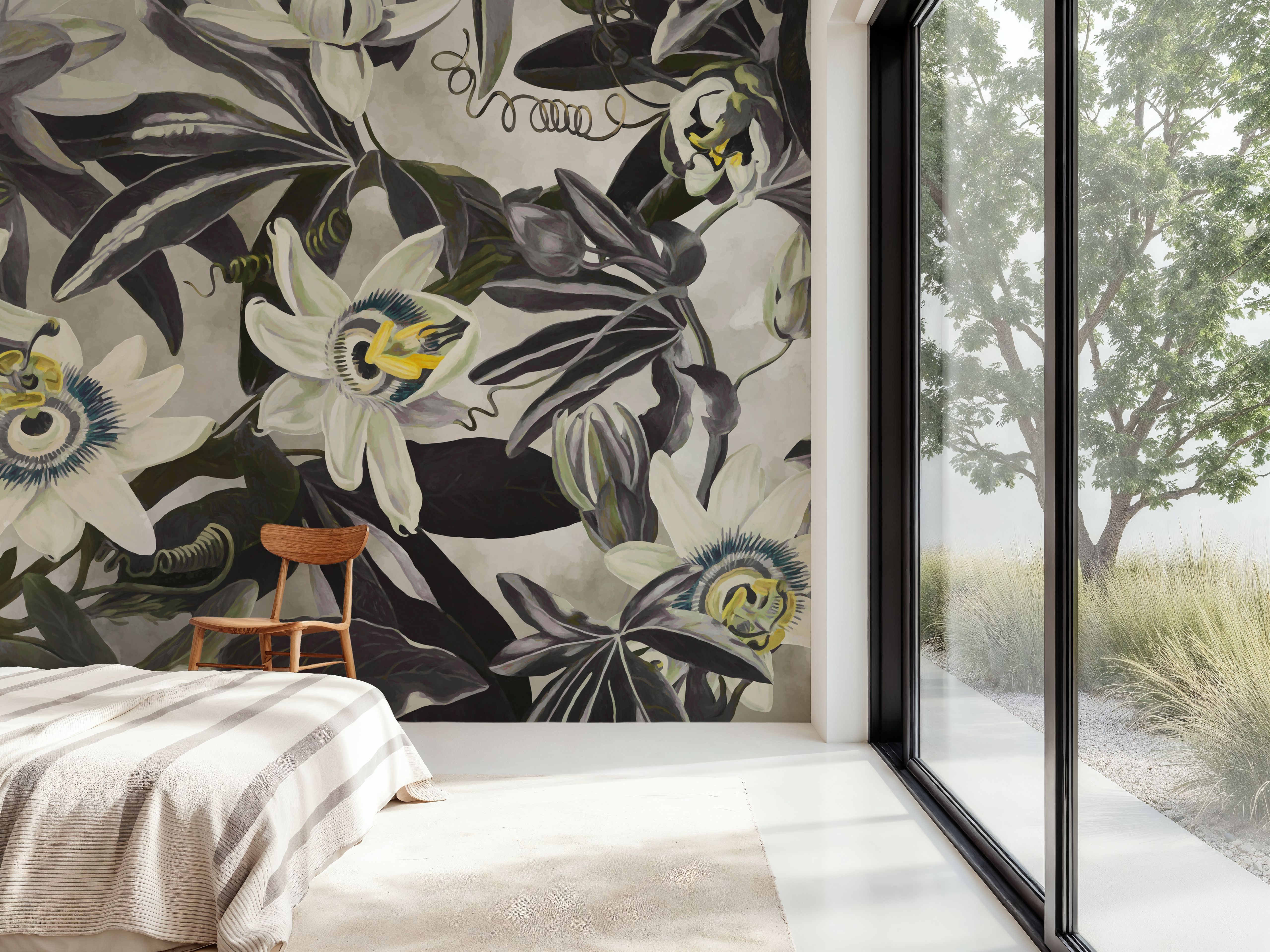 White Passiflora Yellow Green