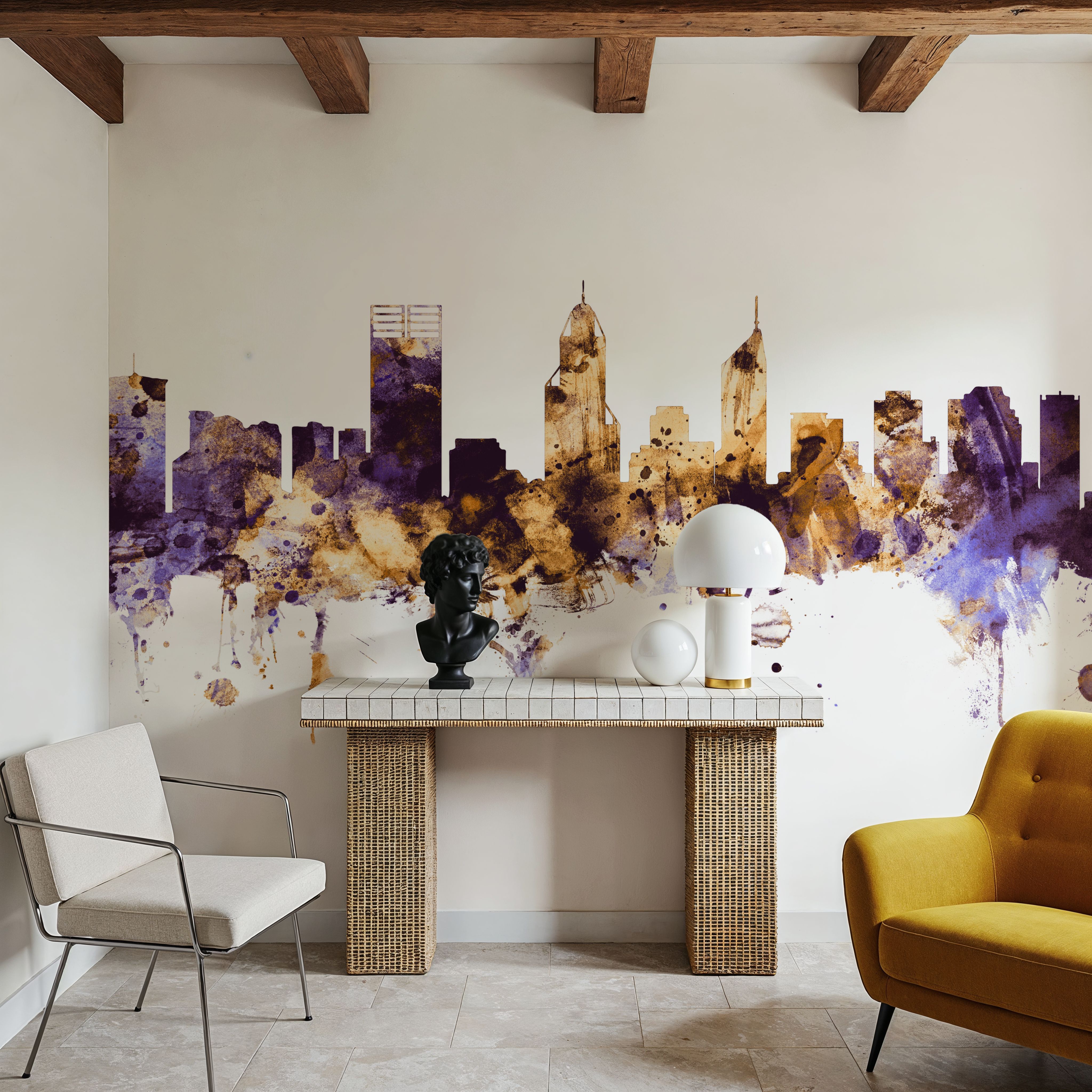 Perth Australia Skyline Purple & Gold