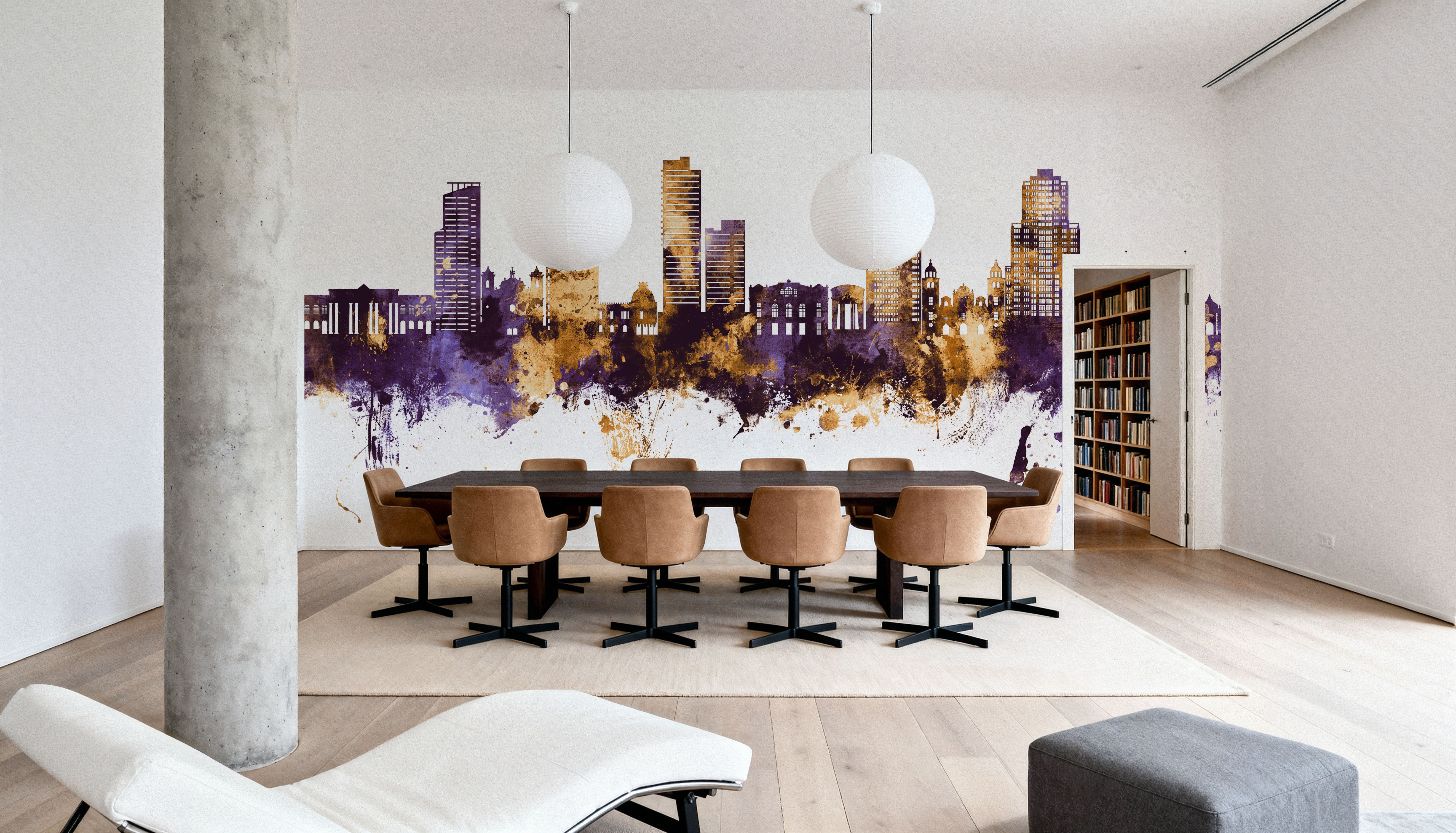 Tegucigalapa Honduras Skyline Purple & Gold, Papier peint