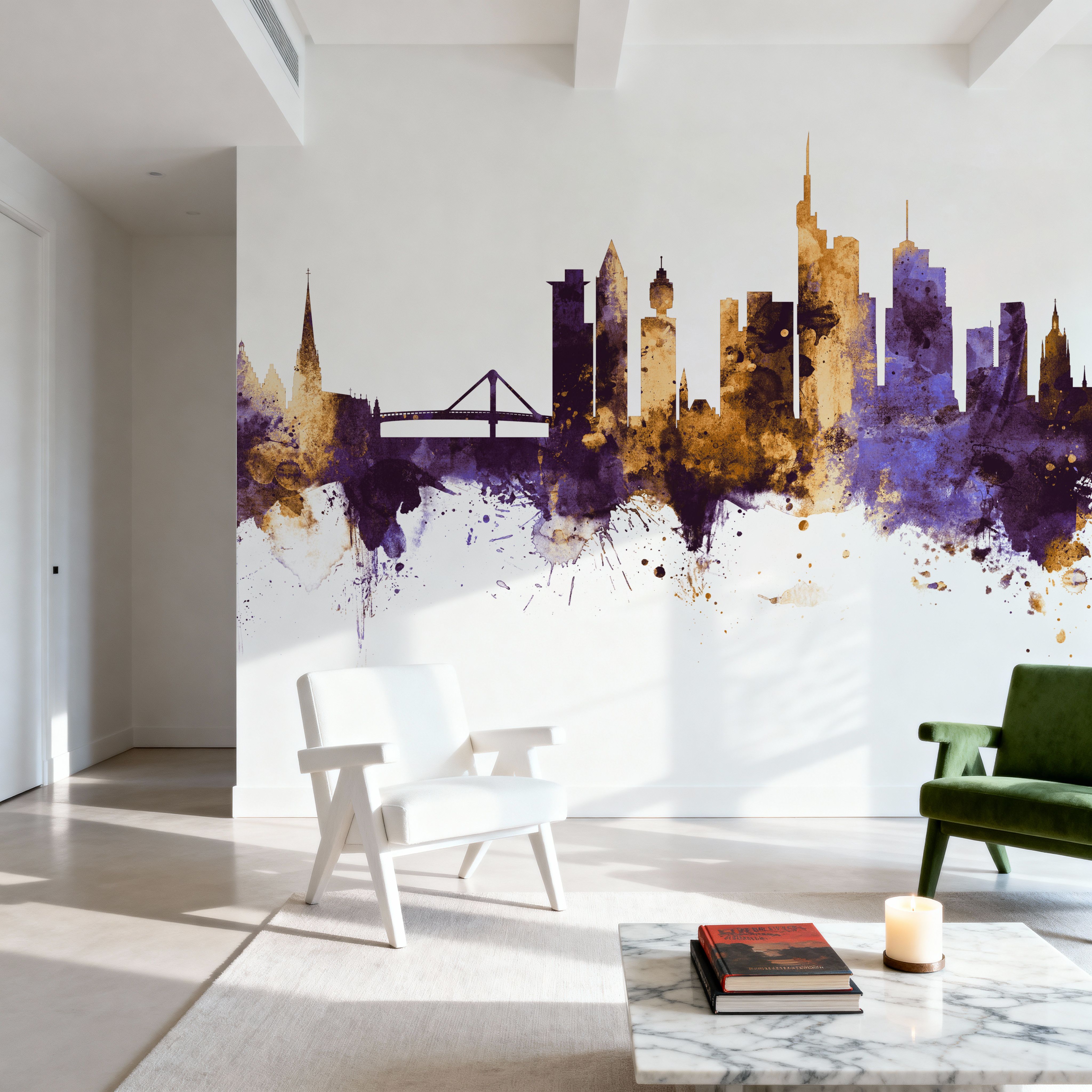 Frankfurt Skyline Purple & Gold