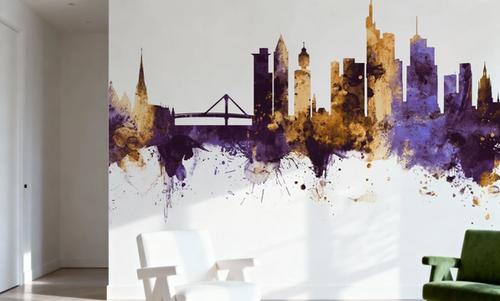 Frankfurt Skyline Purple & Gold
