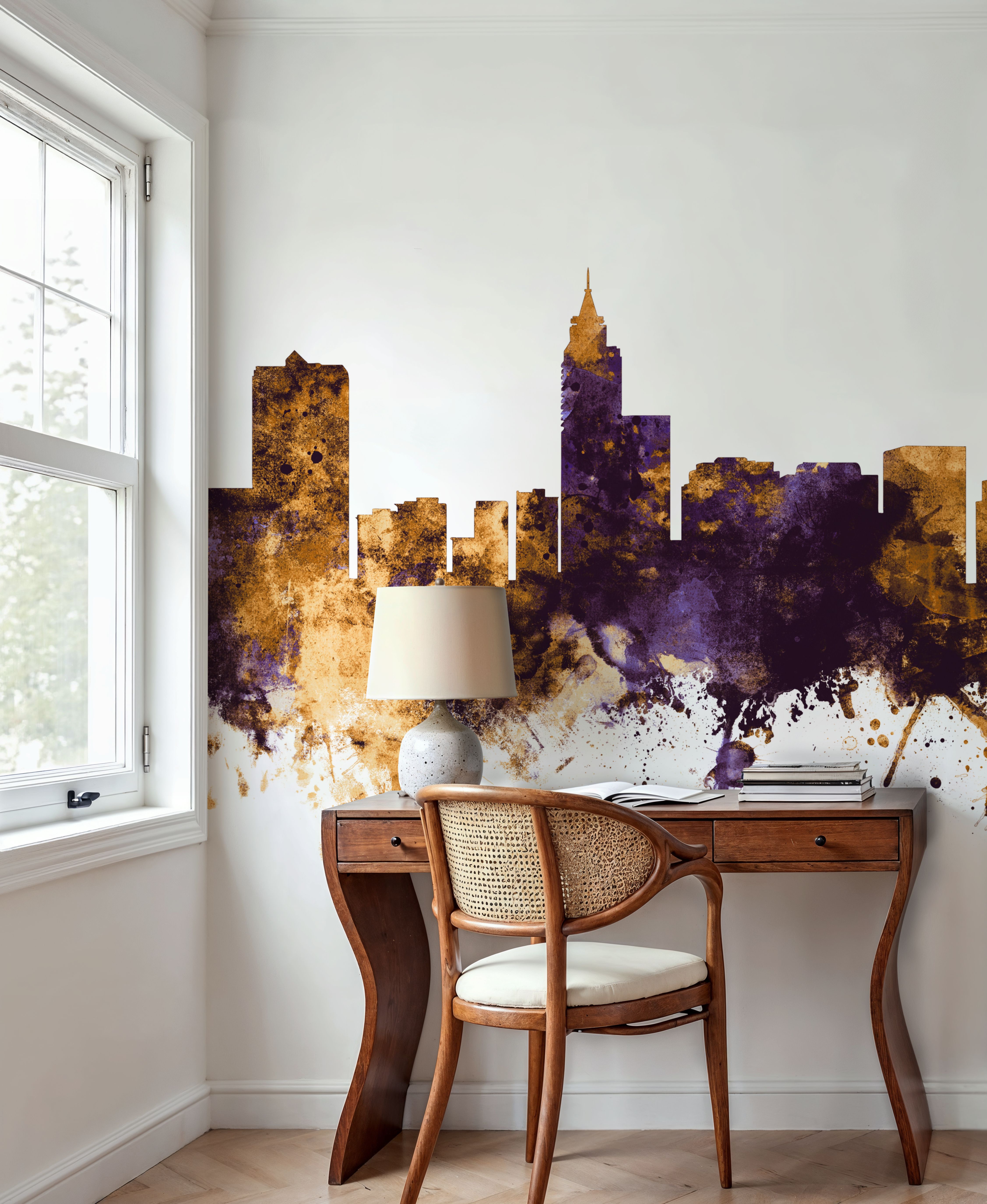 Raleigh North Carolina Skyline Purple & Gold