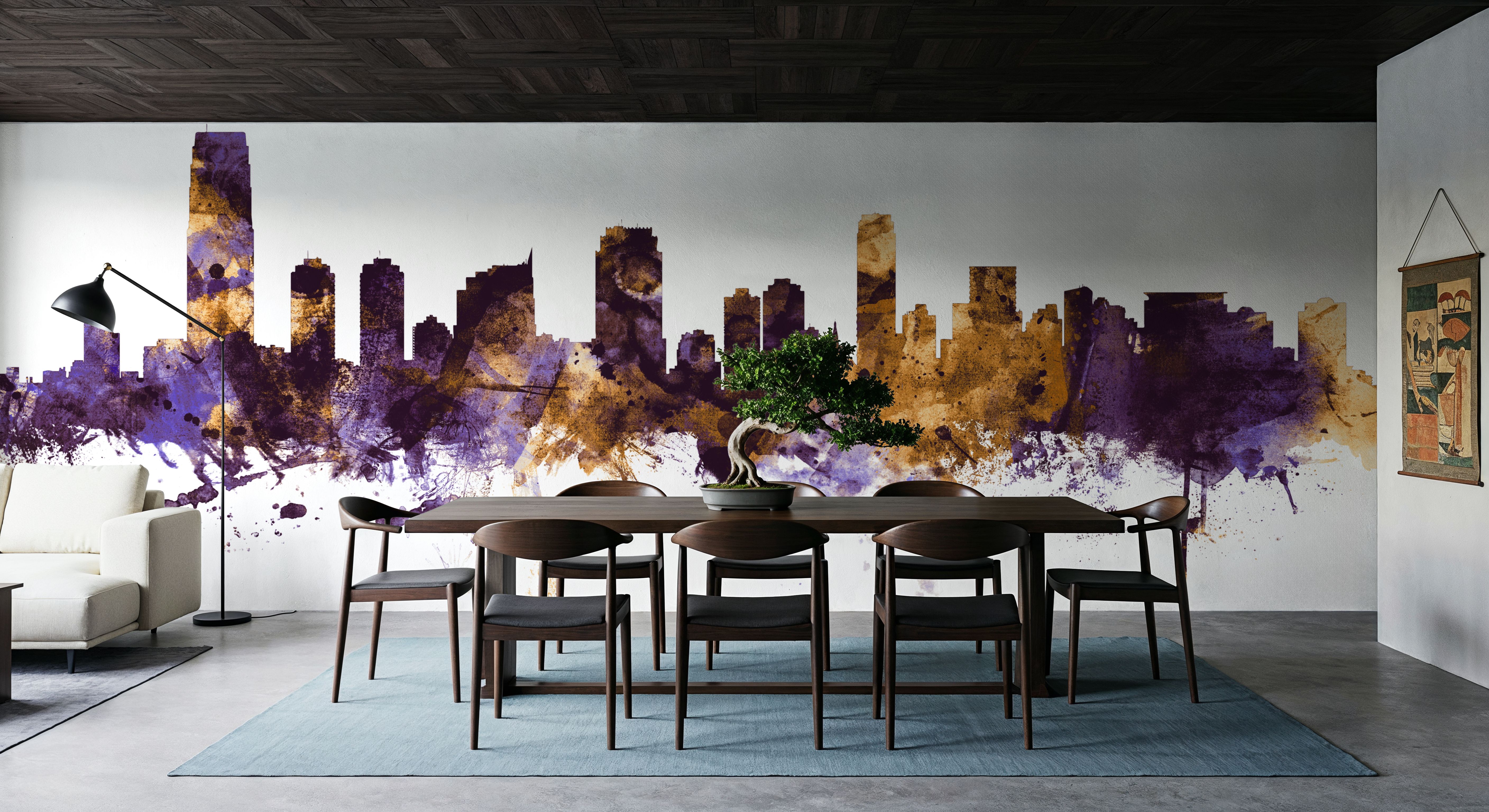 Jersey City New York Skyline Purple & Gold