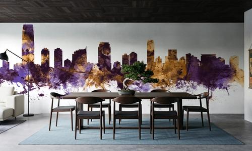 Jersey City New York Skyline Purple & Gold